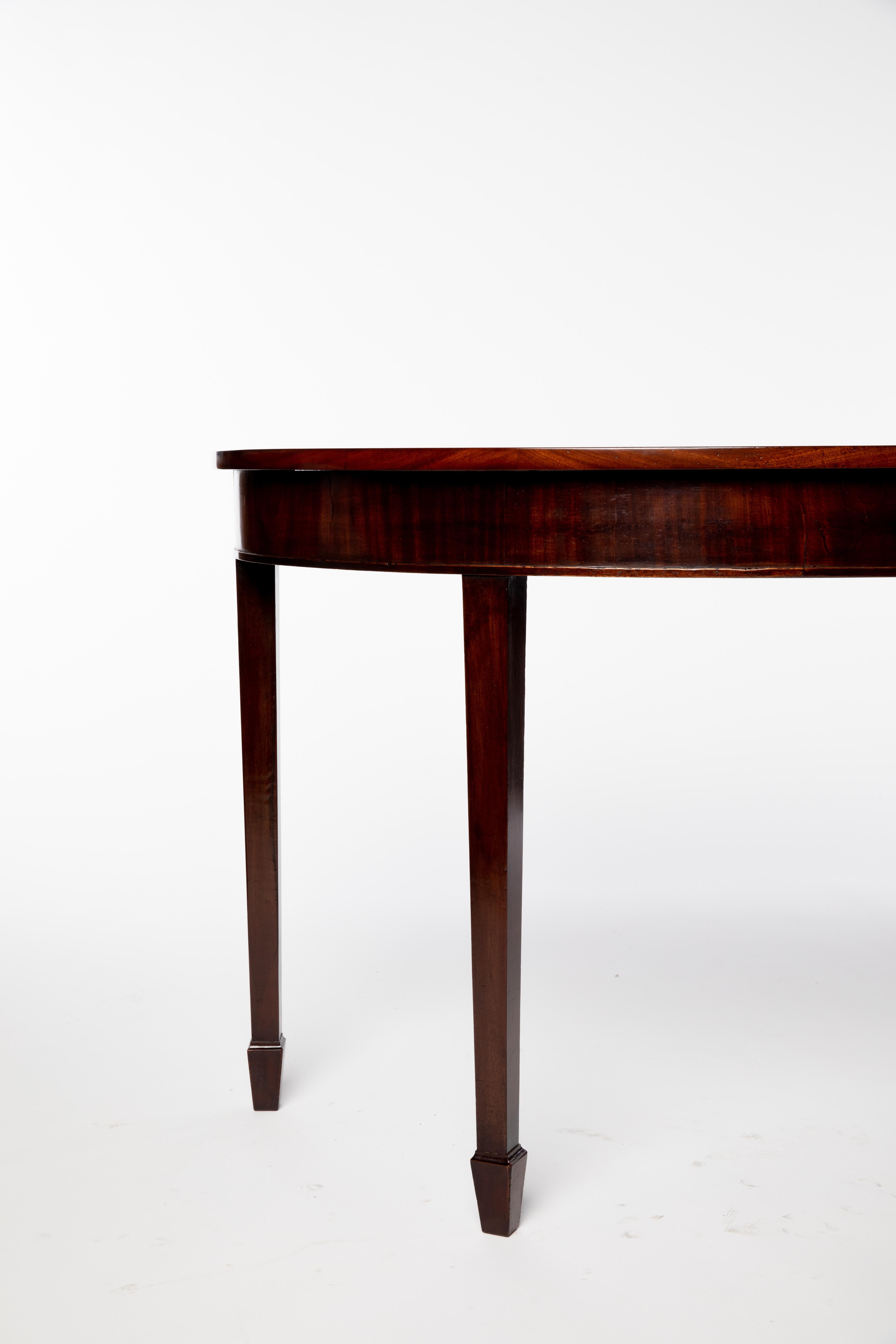 Georgian Vintage Mahogany Demilune Table on Spade Feet For Sale