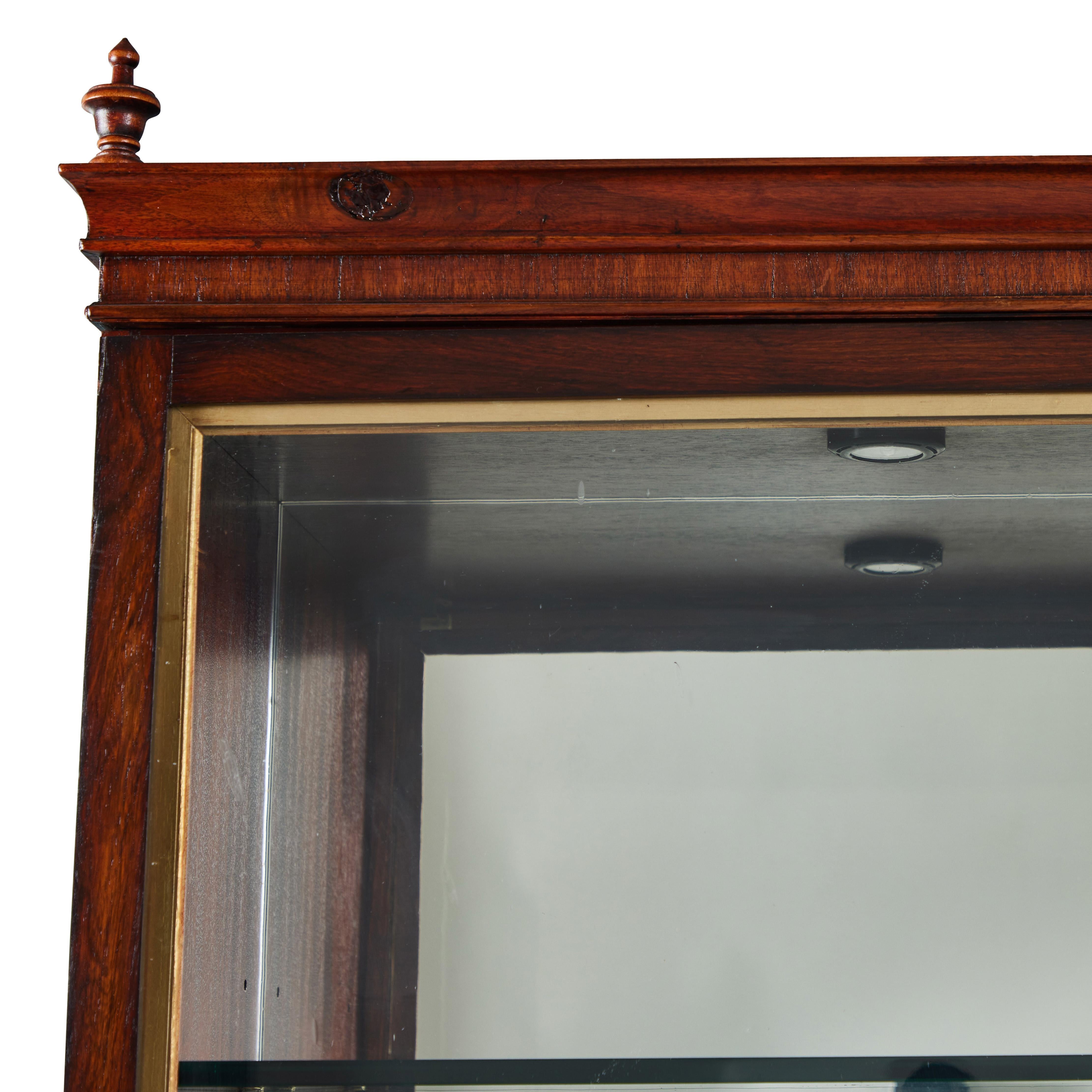 20th Century Vintage Mahogany Display Vitrine Cabinet For Sale