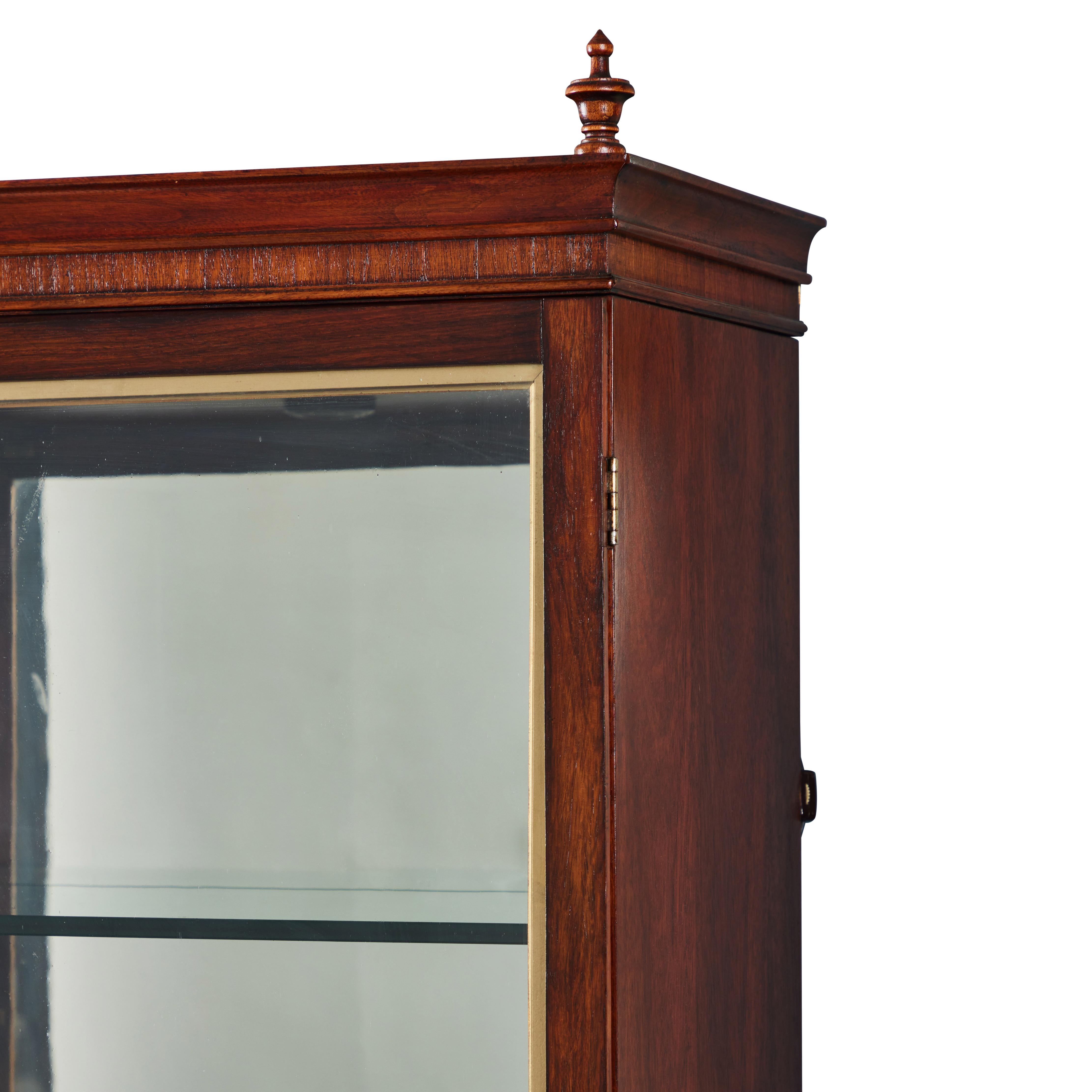 Glass Vintage Mahogany Display Vitrine Cabinet For Sale
