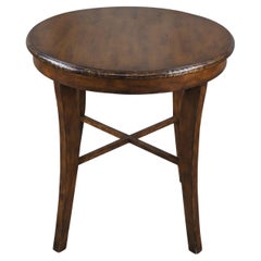 Retro Mahogany Distressed Gold Traditional Round Center Side Accent Table 27"