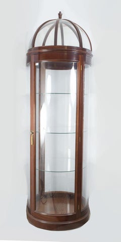 Vintage Mahogany Dome Top Circular Showcase Display Cabinet, Mid-20th Century