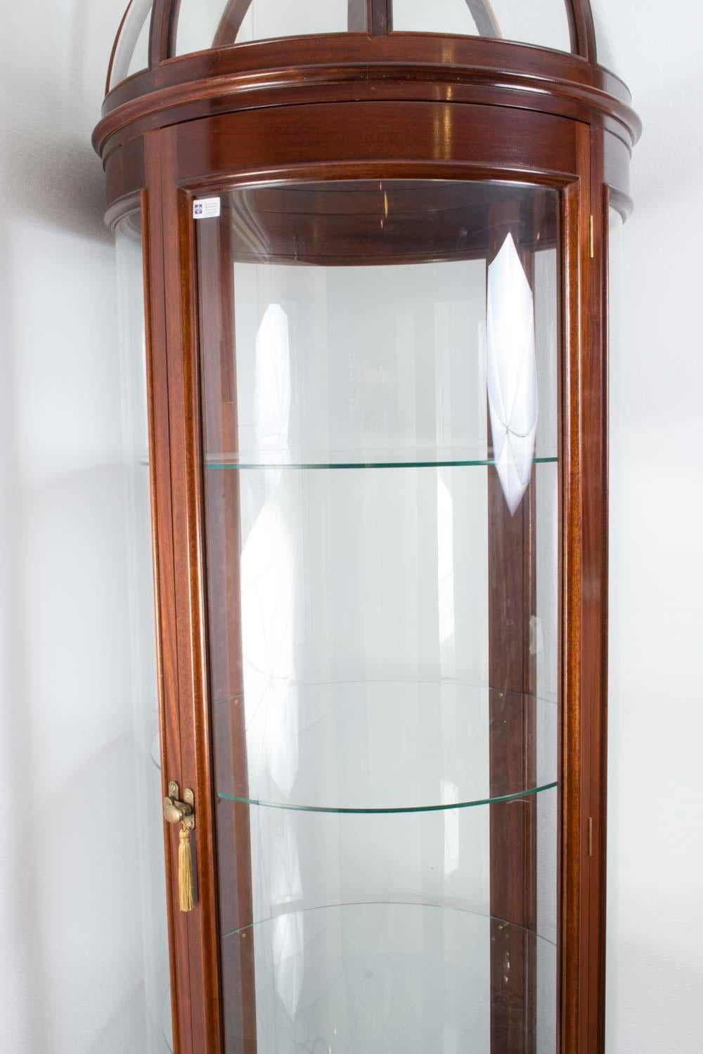 Glass Vintage Mahogany Dome Top Circular Showcase Display Cabinet, Mid-20th Century