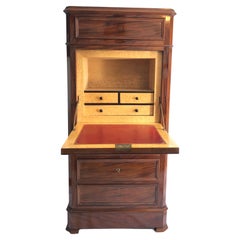 Vintage Mahogany Drop Front Desk High Chest of Drawers