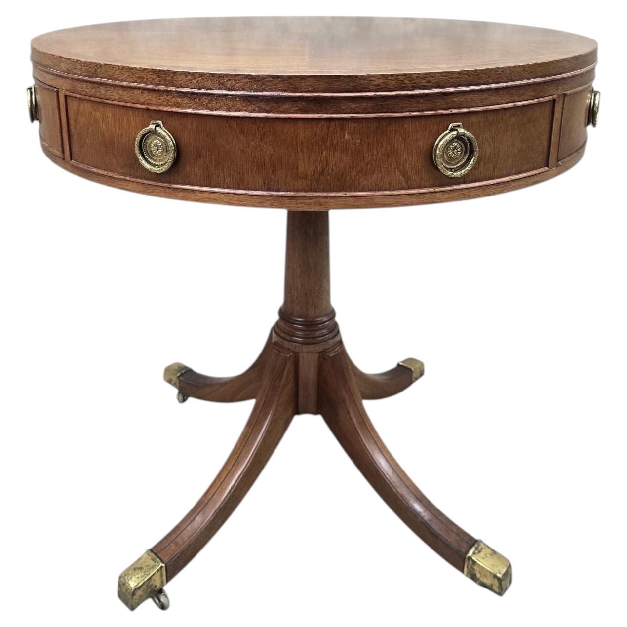 Vintage Mahogany Drum Table by Baker Furniture