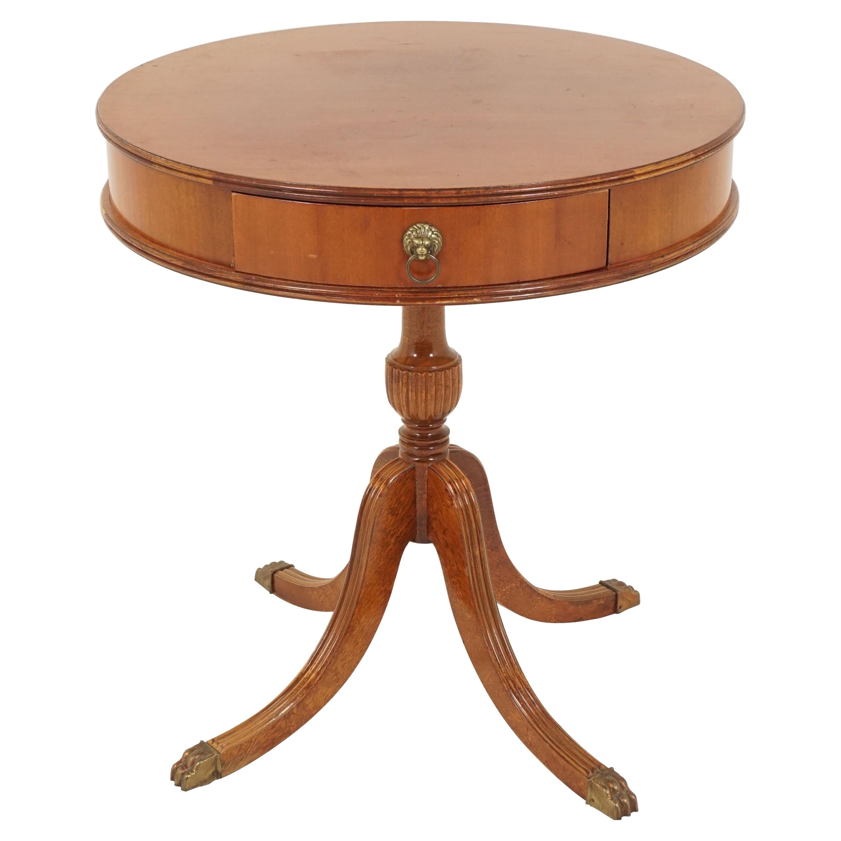 Vintage Mahogany Drum Table Lamp Table, America, 1940