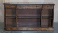 Vintage Hardwood Dwarf Open Bookcase / Sideboard with Three Large Drawers