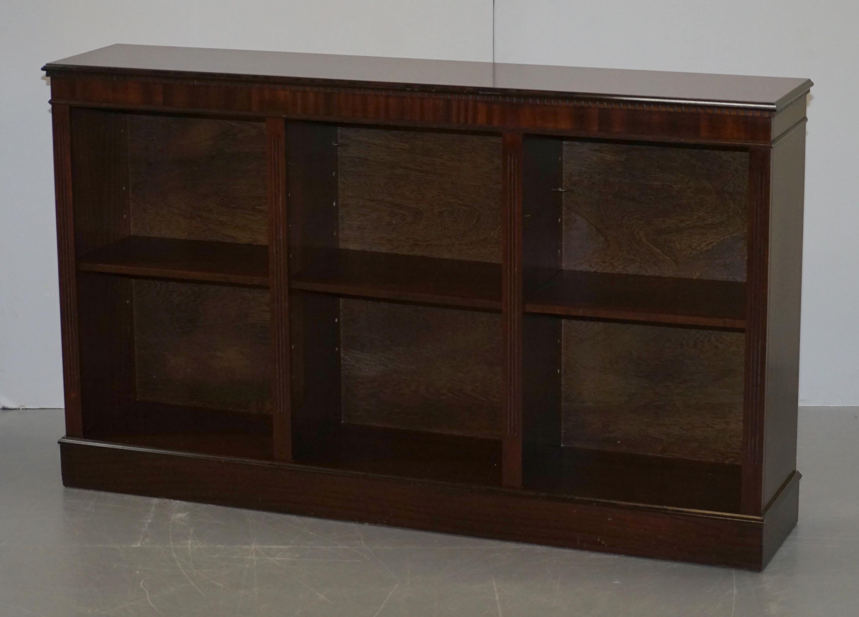 Art Deco Vintage Mahogany Dwarf Open Library Bookcase Sideboard Height Adjustable Shelves