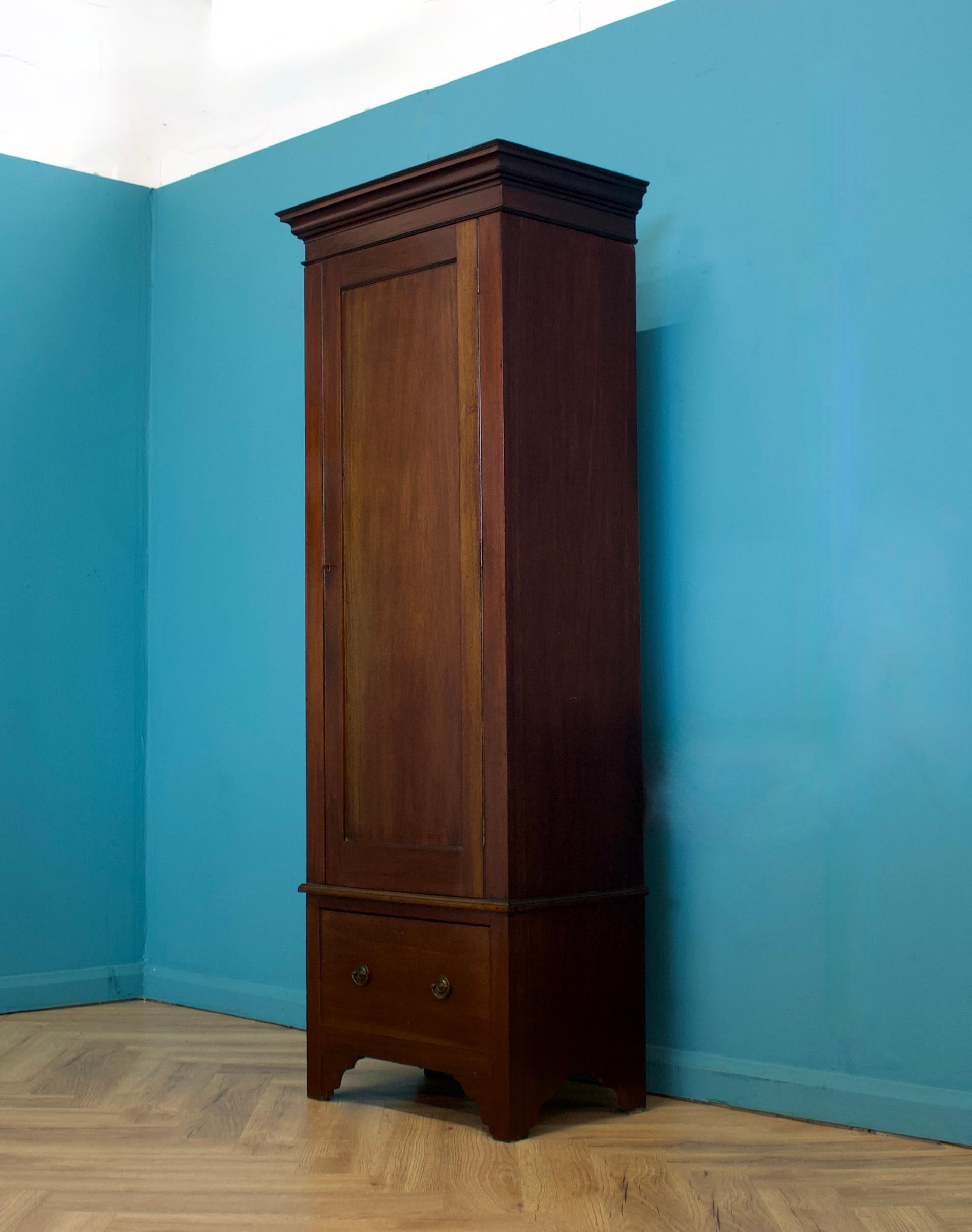British Vintage Mahogany Edwardian Hall Cupboard Wardrobe, 1900s