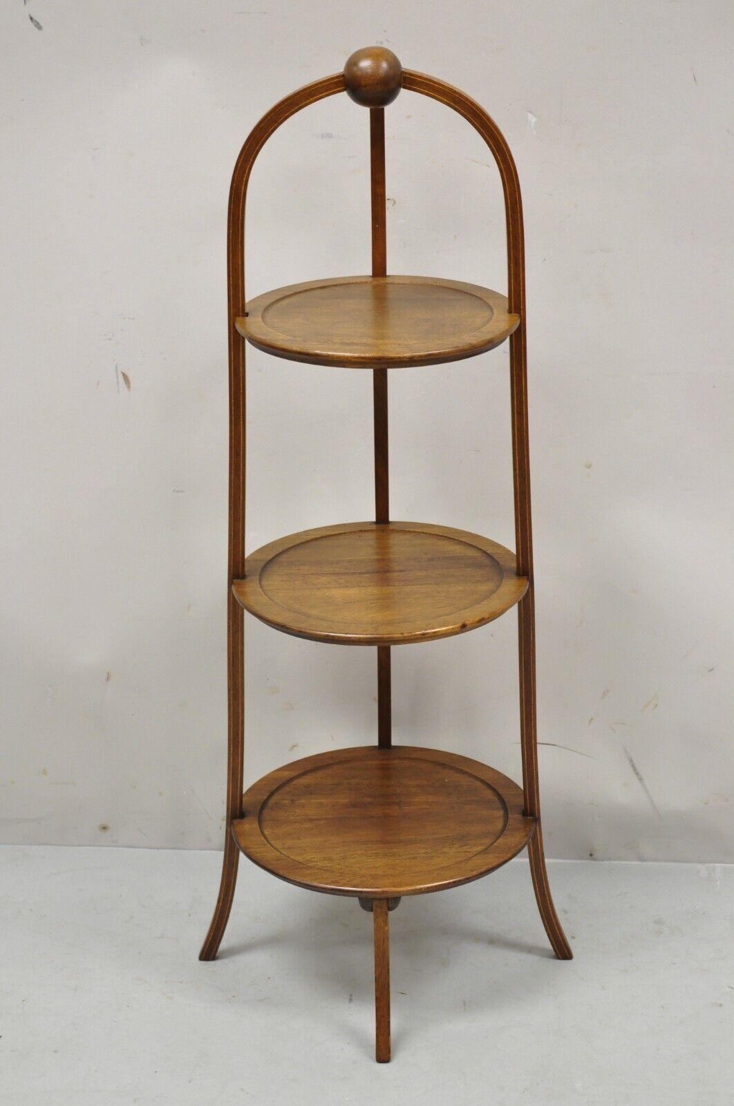 Vintage Mahogany Edwardian Style 3 Tier Muffin Stand with Pencil Inlay 5