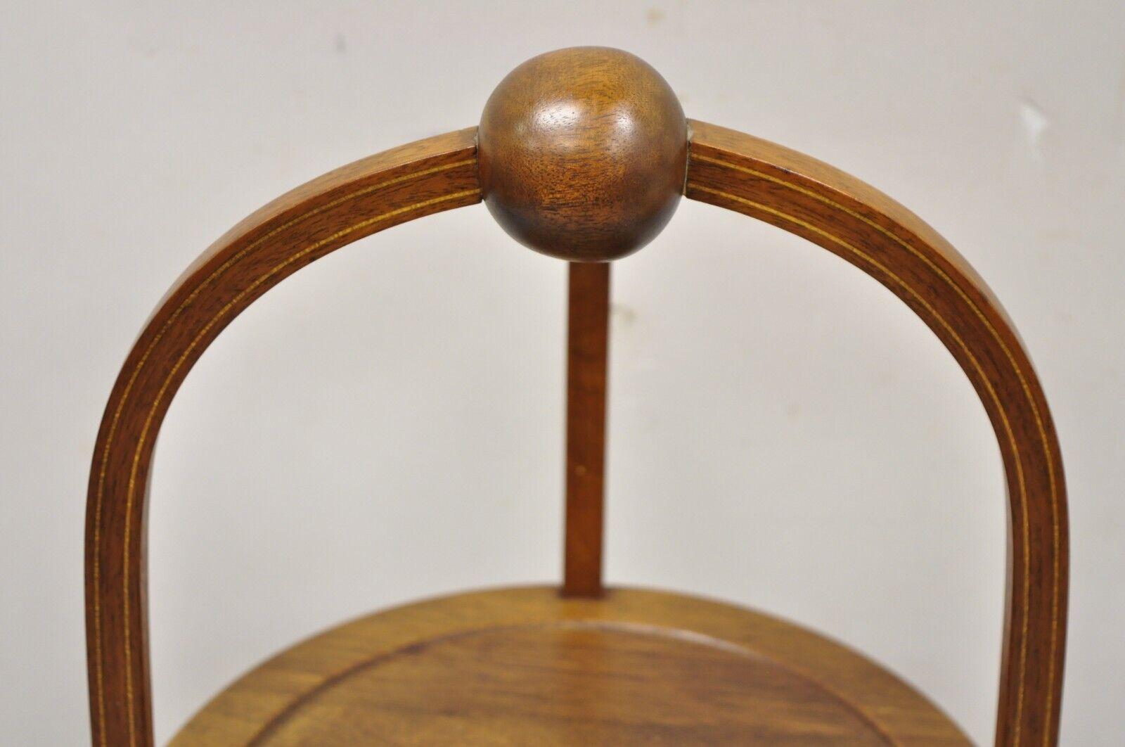 Vintage Mahogany Edwardian Style 3 Tier Muffin Stand with Pencil Inlay In Good Condition In Philadelphia, PA