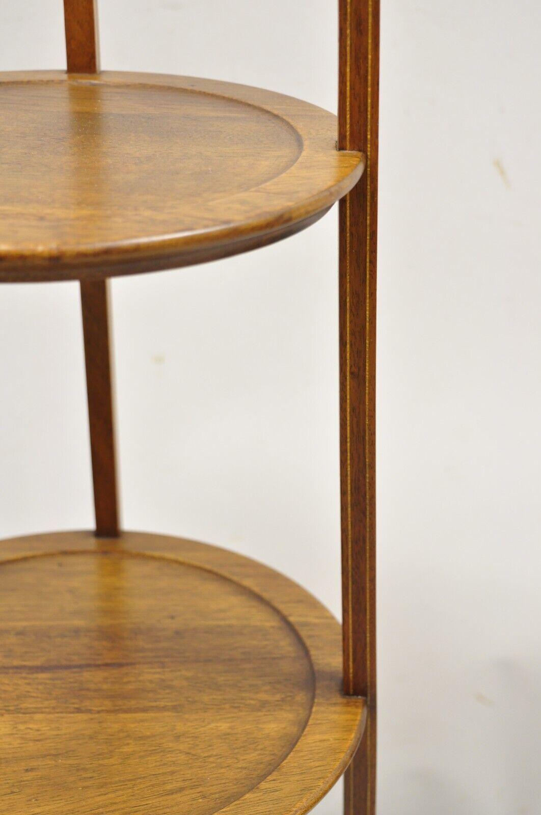 Vintage Mahogany Edwardian Style 3 Tier Muffin Stand with Pencil Inlay 1