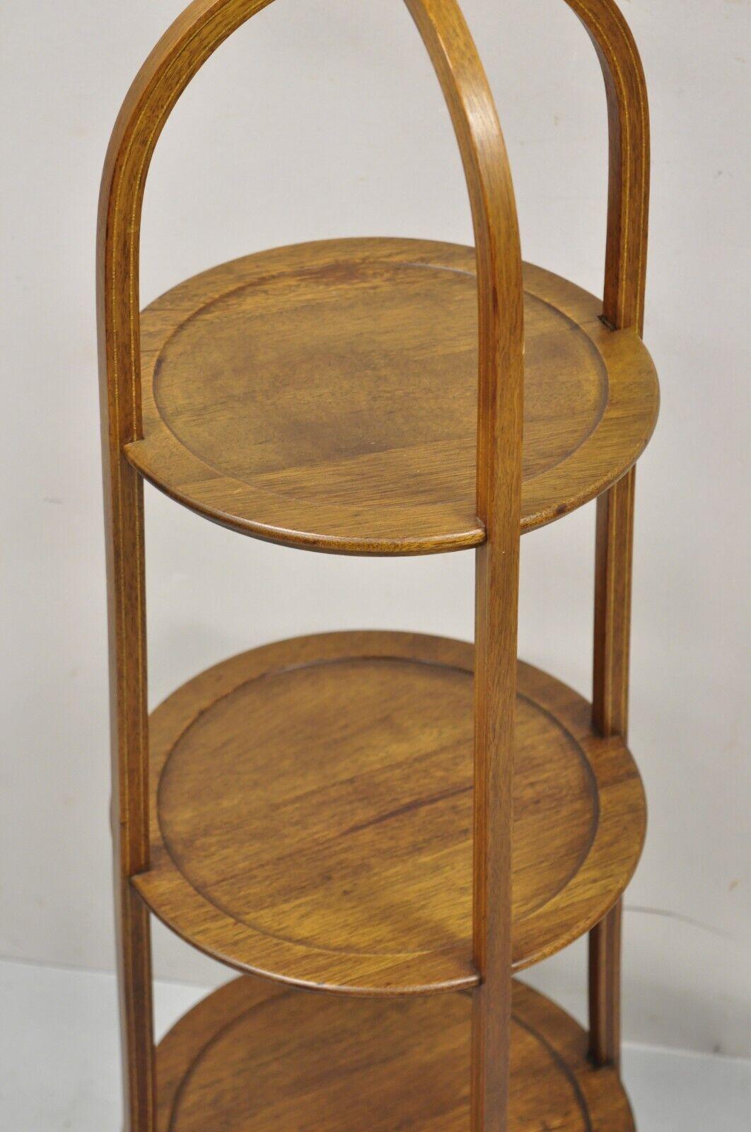 Vintage Mahogany Edwardian Style 3 Tier Muffin Stand with Pencil Inlay 3