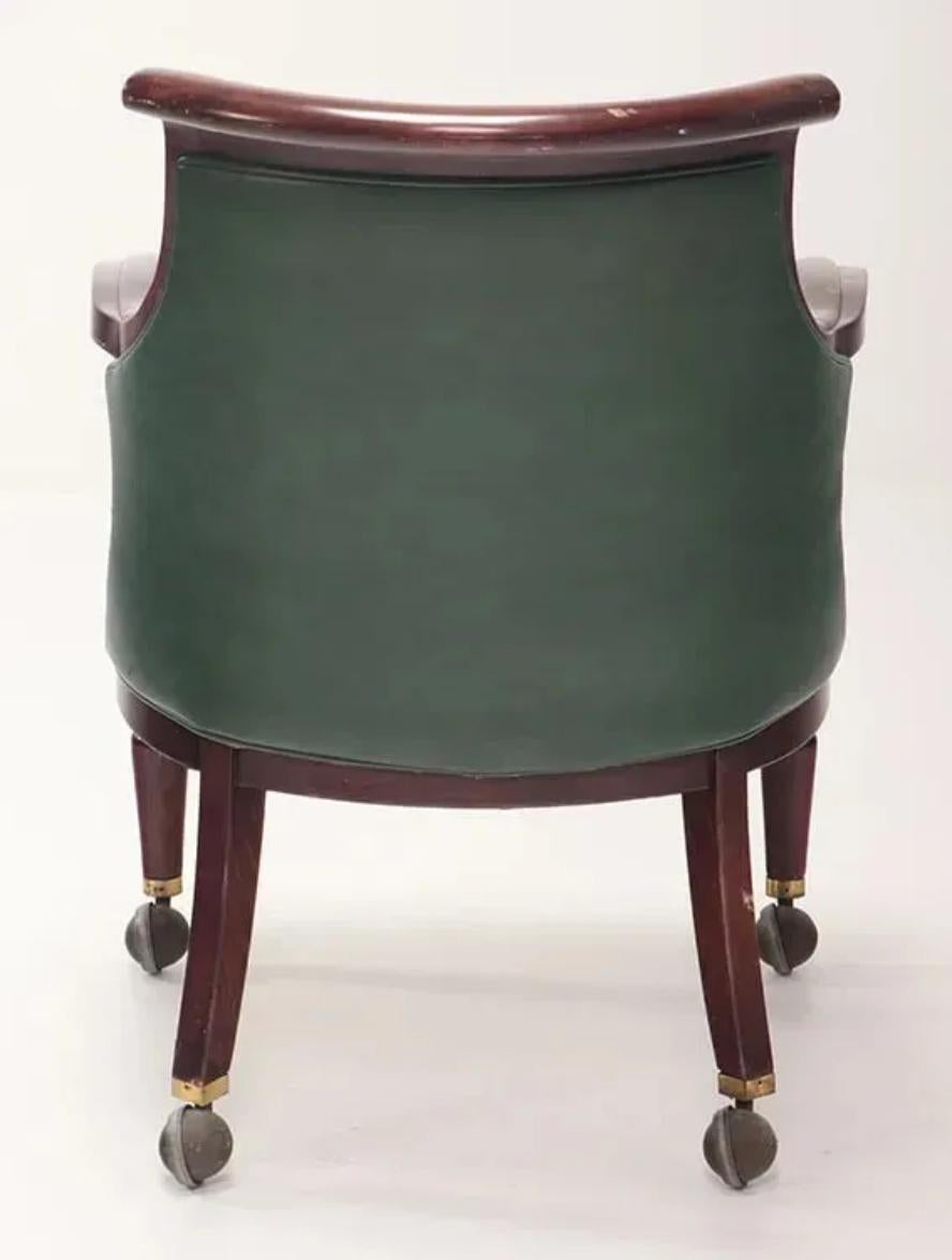 Other Vintage Mahogany, Empire Style, Green Upholstery Office Chairs, Set of Two!! For Sale