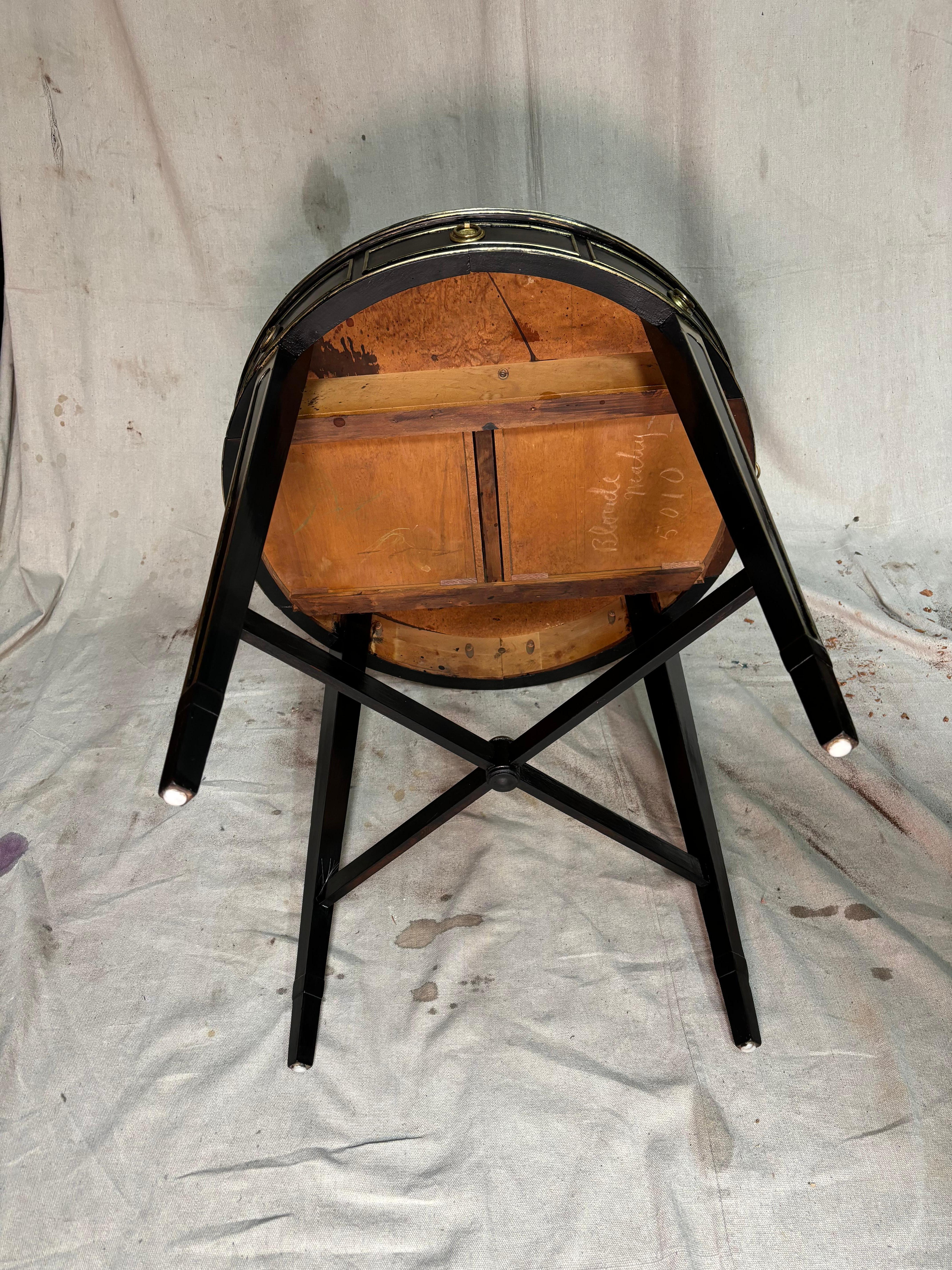 19th Century Vintage English Drum Table - Tete De Negra For Sale