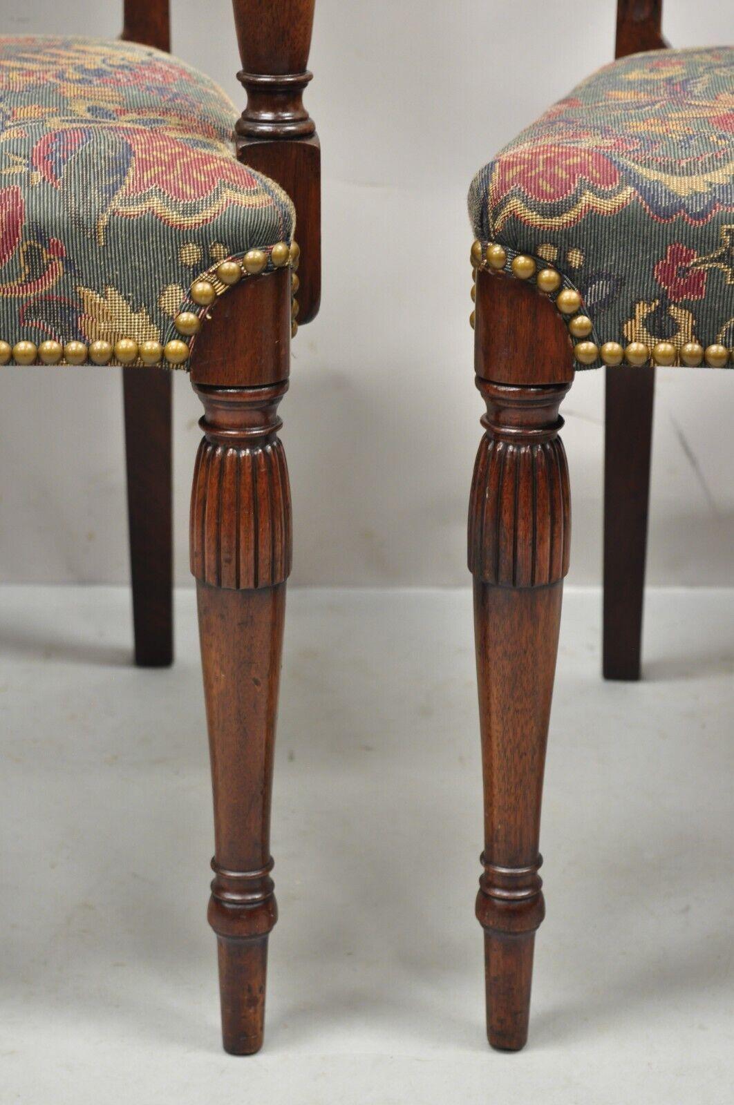 Vintage Mahogany English Sheraton Style Dining Chairs Prince of Wales - Set of 6 For Sale 1