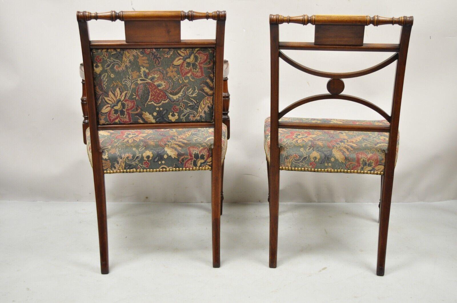 Vintage Mahogany English Sheraton Style Dining Chairs Prince of Wales - Set of 6 For Sale 4