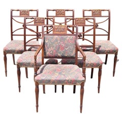 Antique Mahogany English Sheraton Style Dining Chairs Prince of Wales - Set of 6