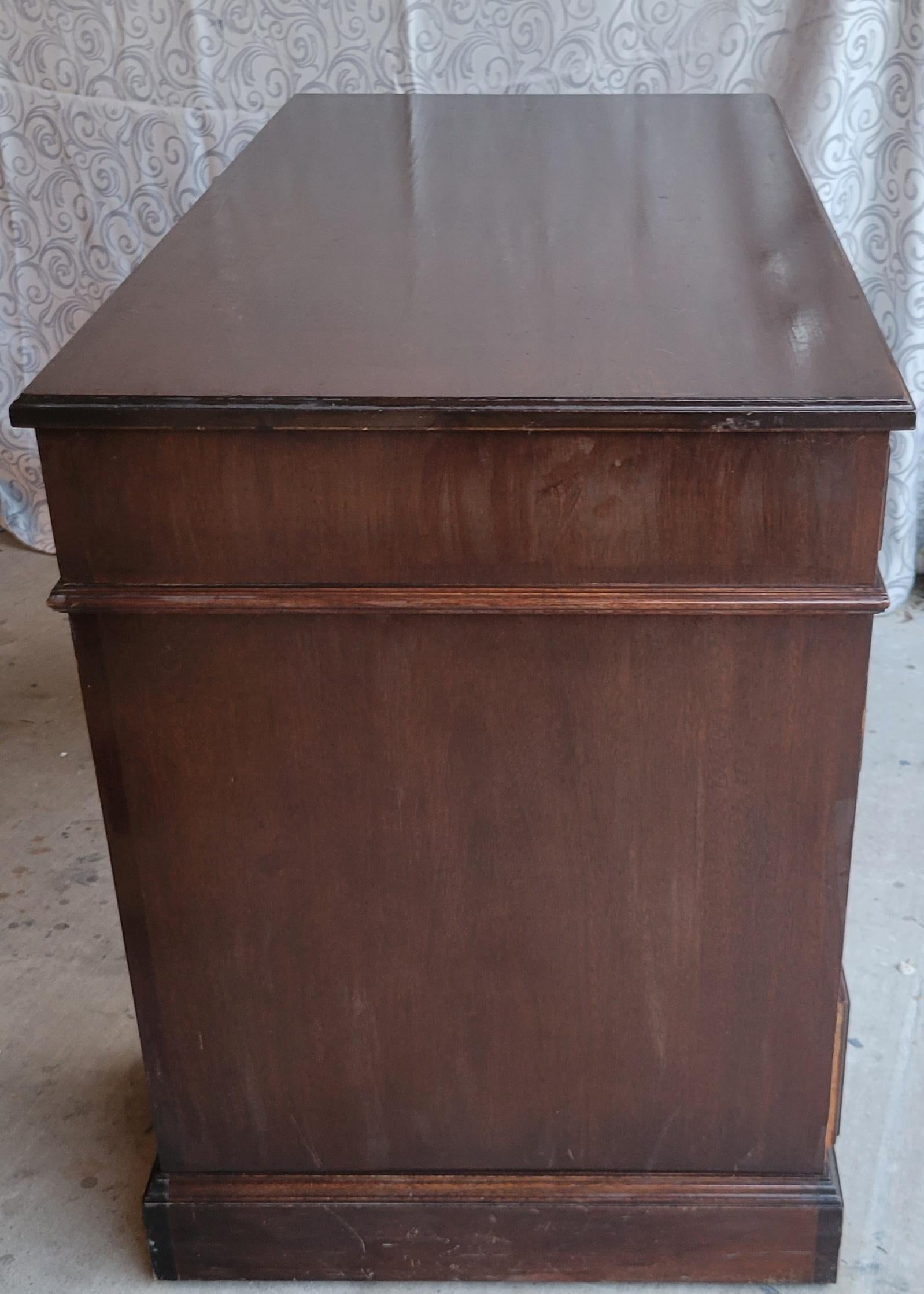 Genuine Mahogany Writing Desk with 8 Drawers For Sale 5