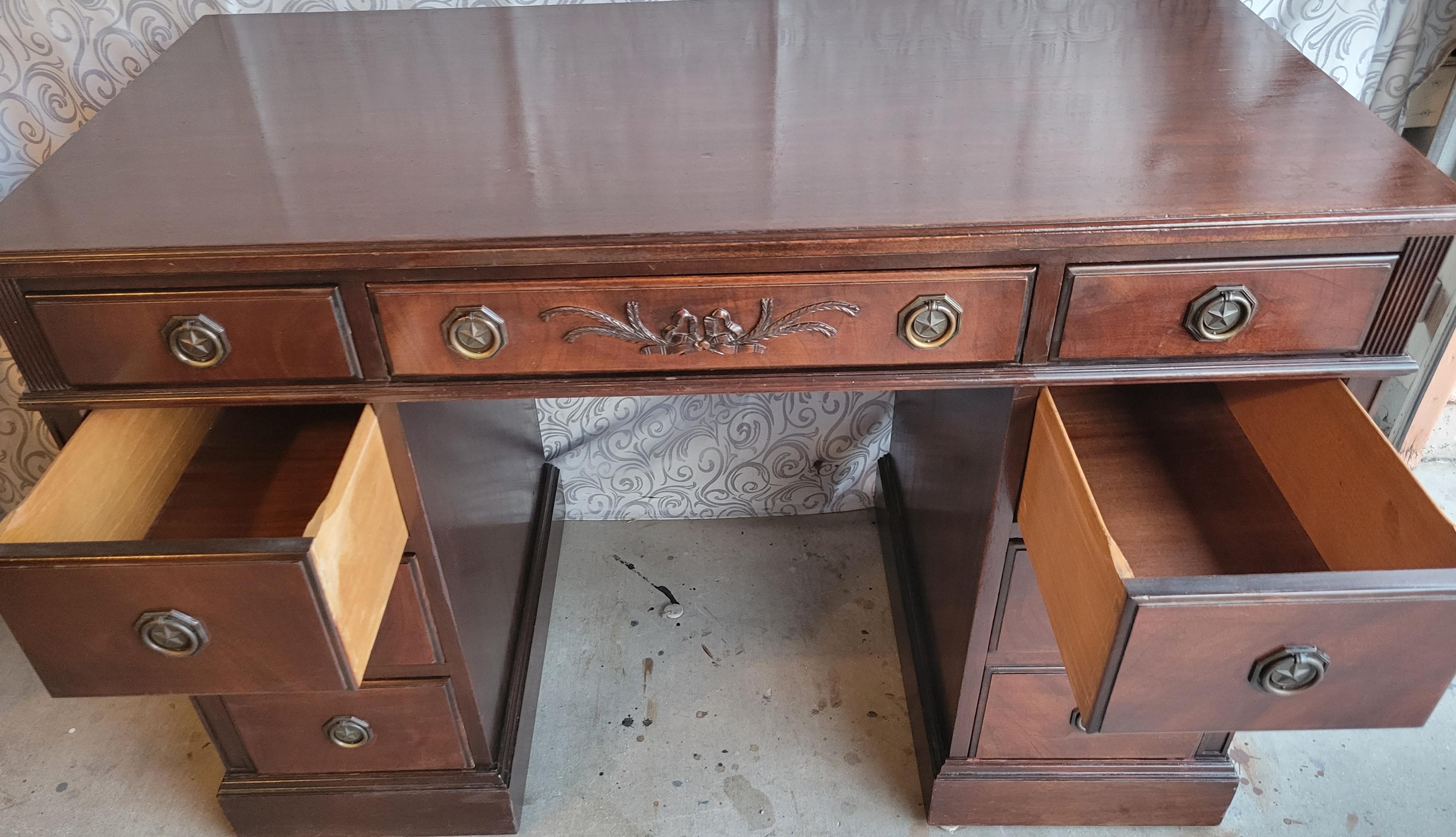 vintage mahogany desk with drawers