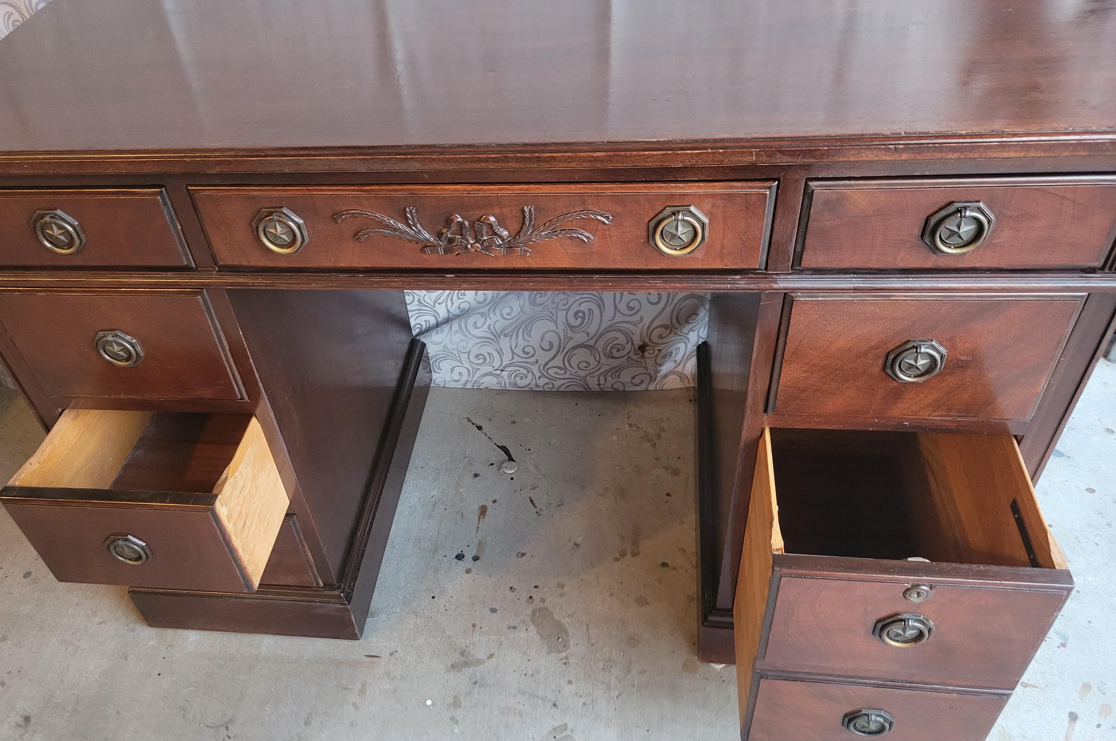 vintage mahogany desk with drawers