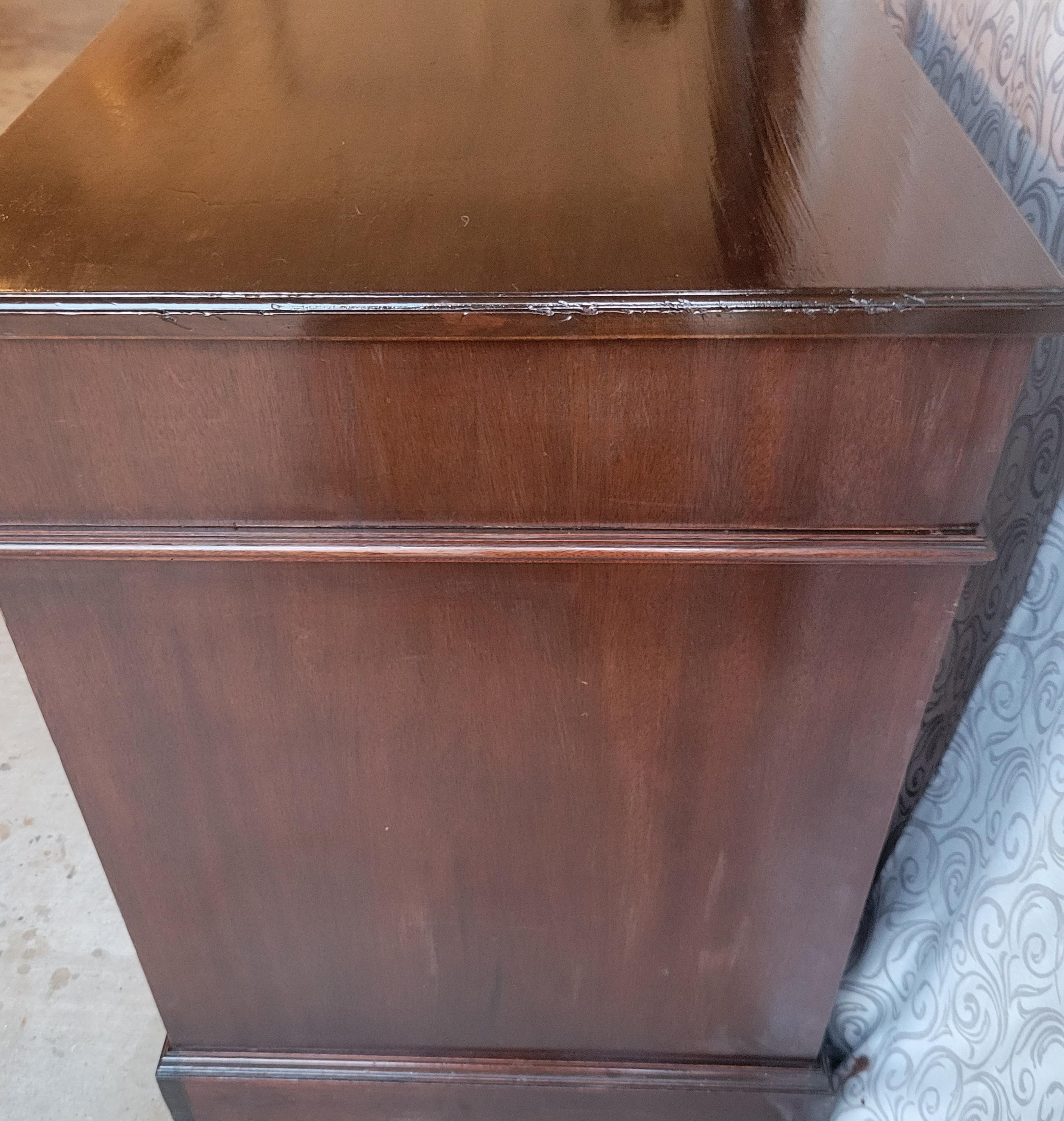 20th Century Genuine Mahogany Writing Desk with 8 Drawers For Sale