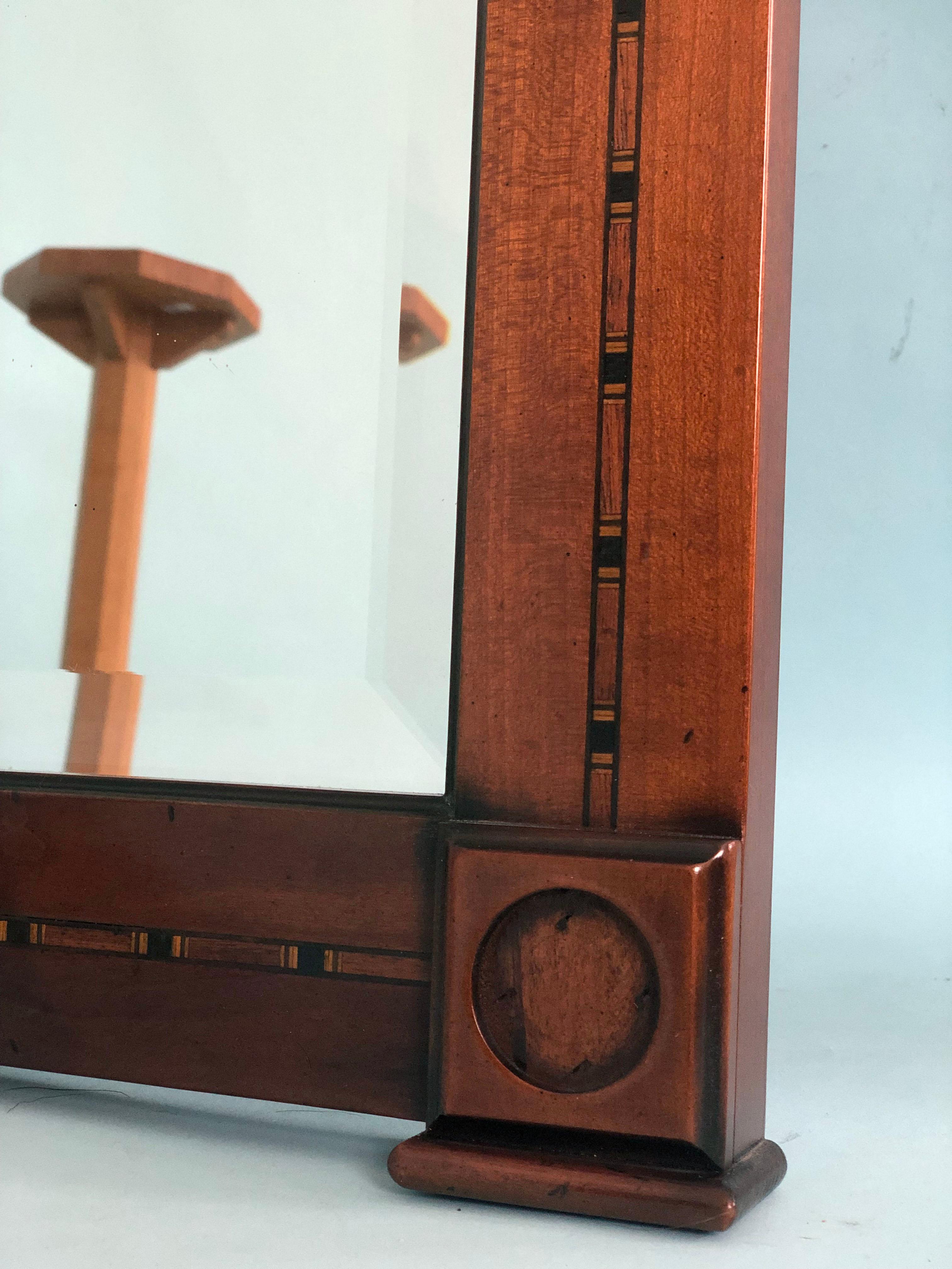 Vintage Mahagoni Facettenschliff Spiegel mit Satin Holz Inlay (Moderne der Mitte des Jahrhunderts) im Angebot