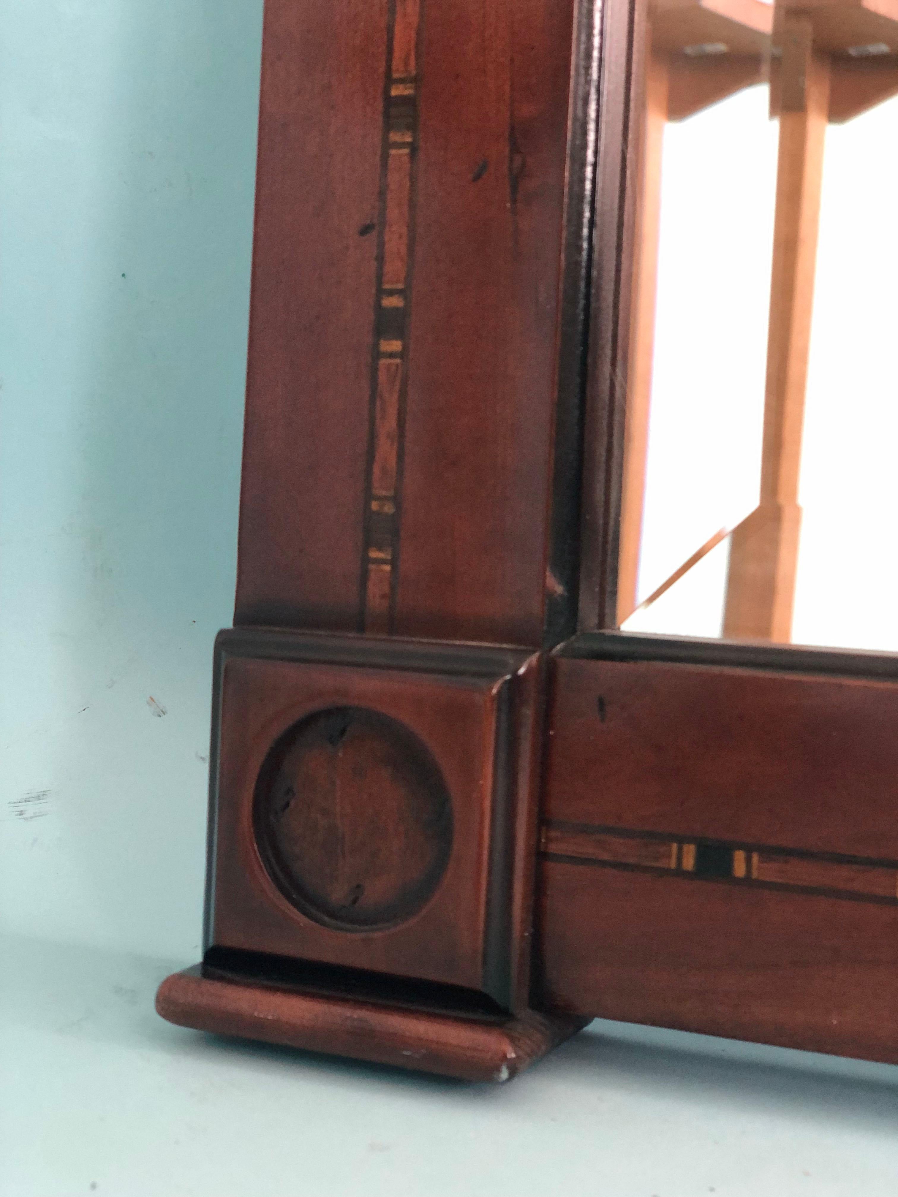 Vintage Mahagoni Facettenschliff Spiegel mit Satin Holz Inlay im Angebot 1