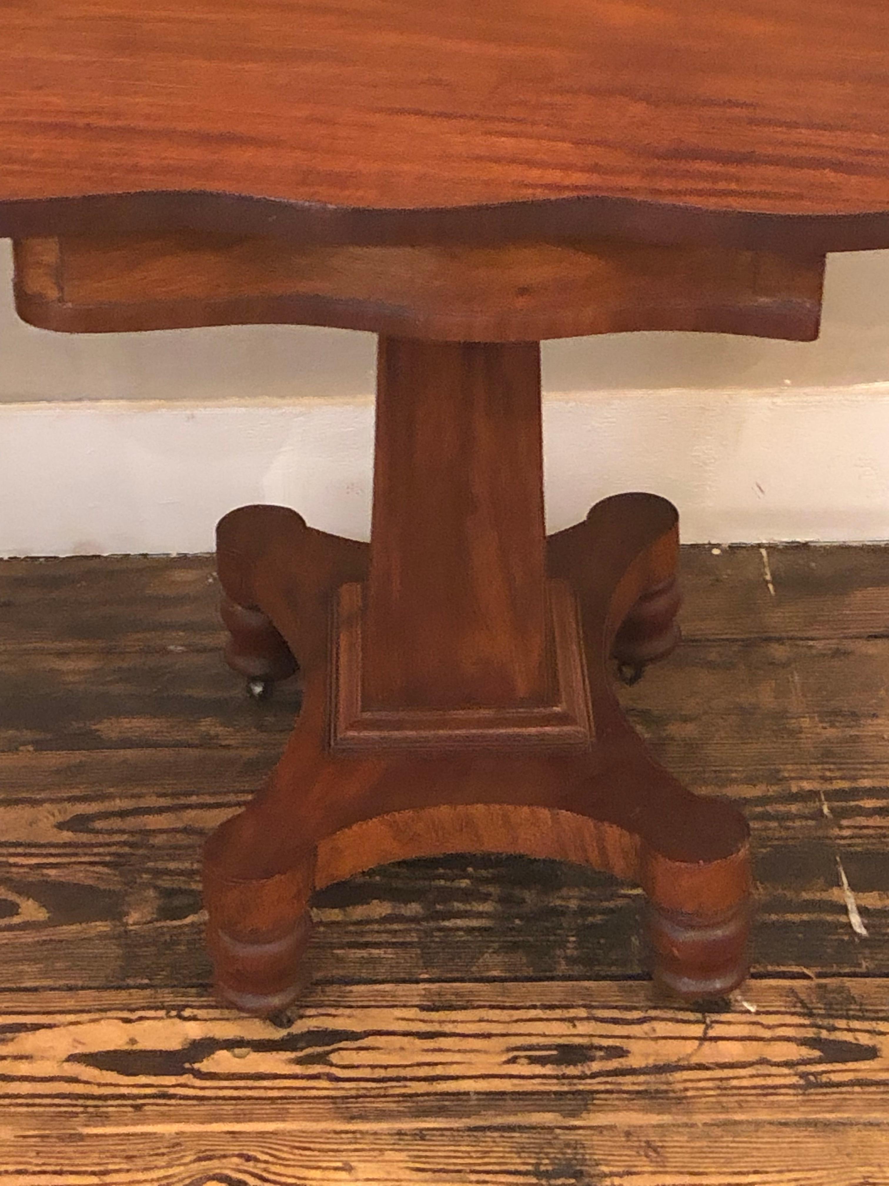 Vintage Mahogany Foldable Game Table with Scalloped Edge 3