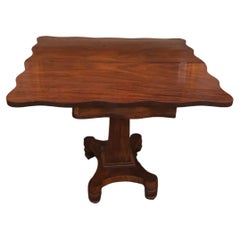 Vintage Mahogany Foldable Game Table with Scalloped Edge