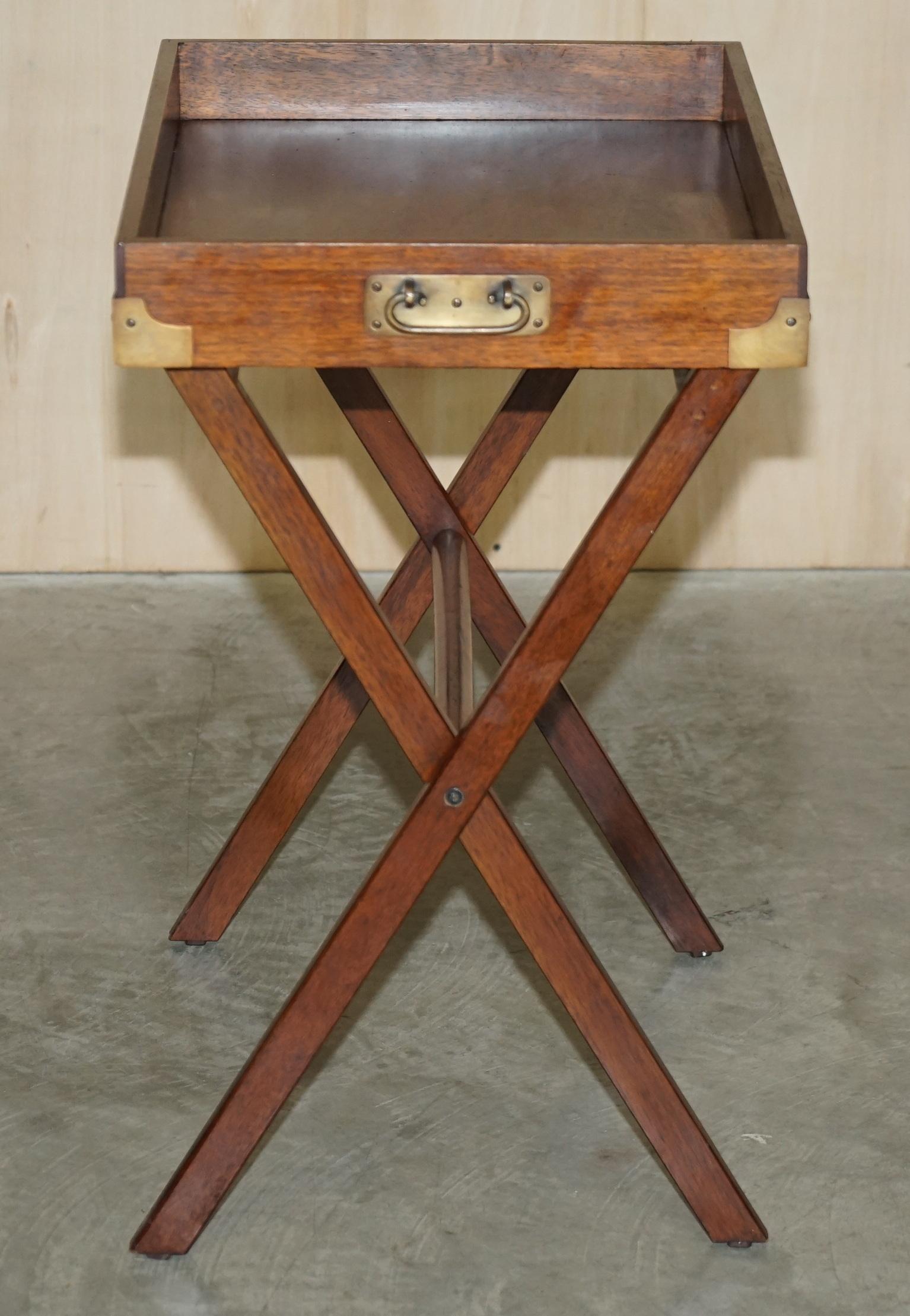 20th Century Vintage Hardwood Folding Campaign Tray Table with Removable Top for Butlers