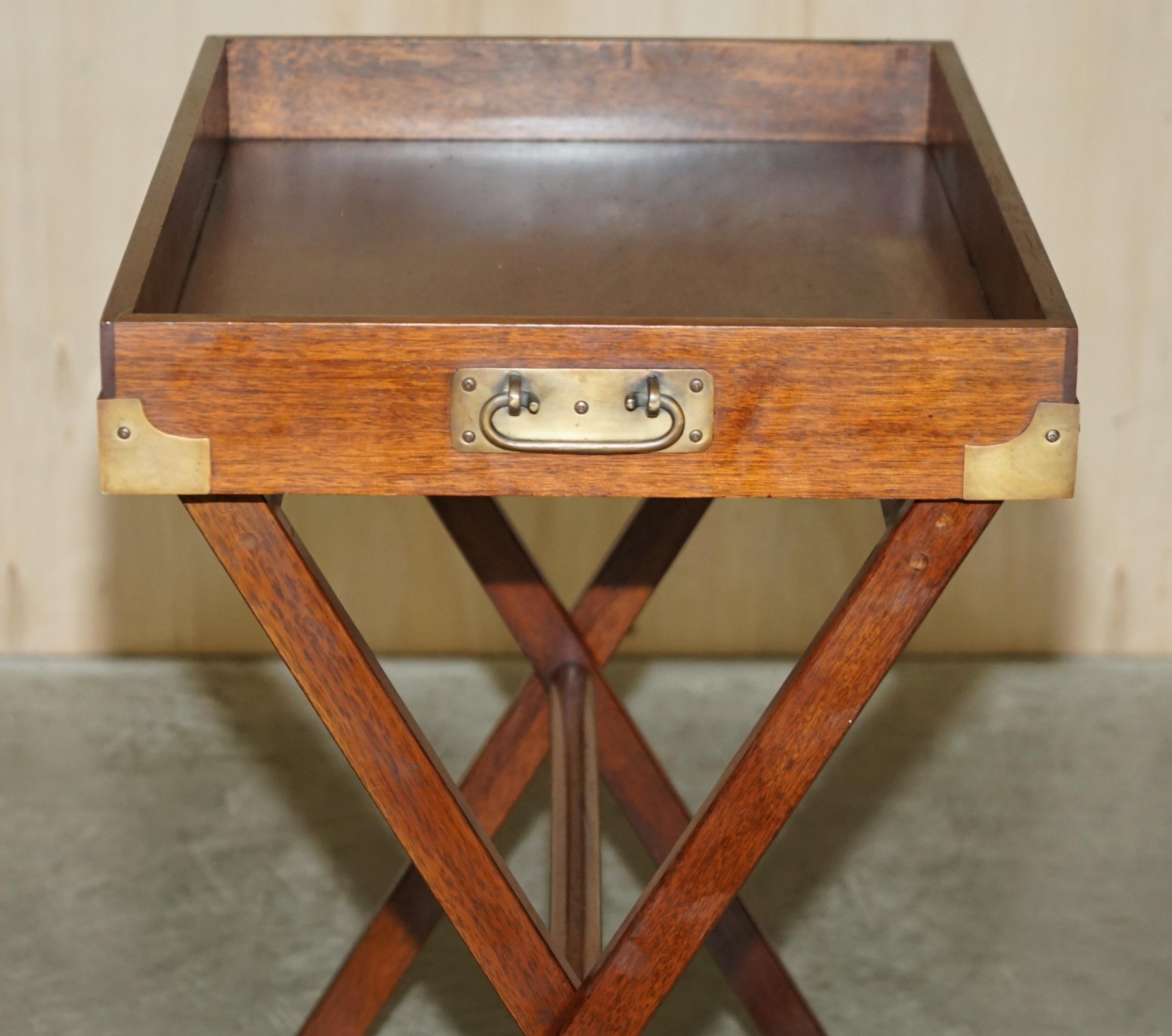 Vintage Hardwood Folding Campaign Tray Table with Removable Top for Butlers 1