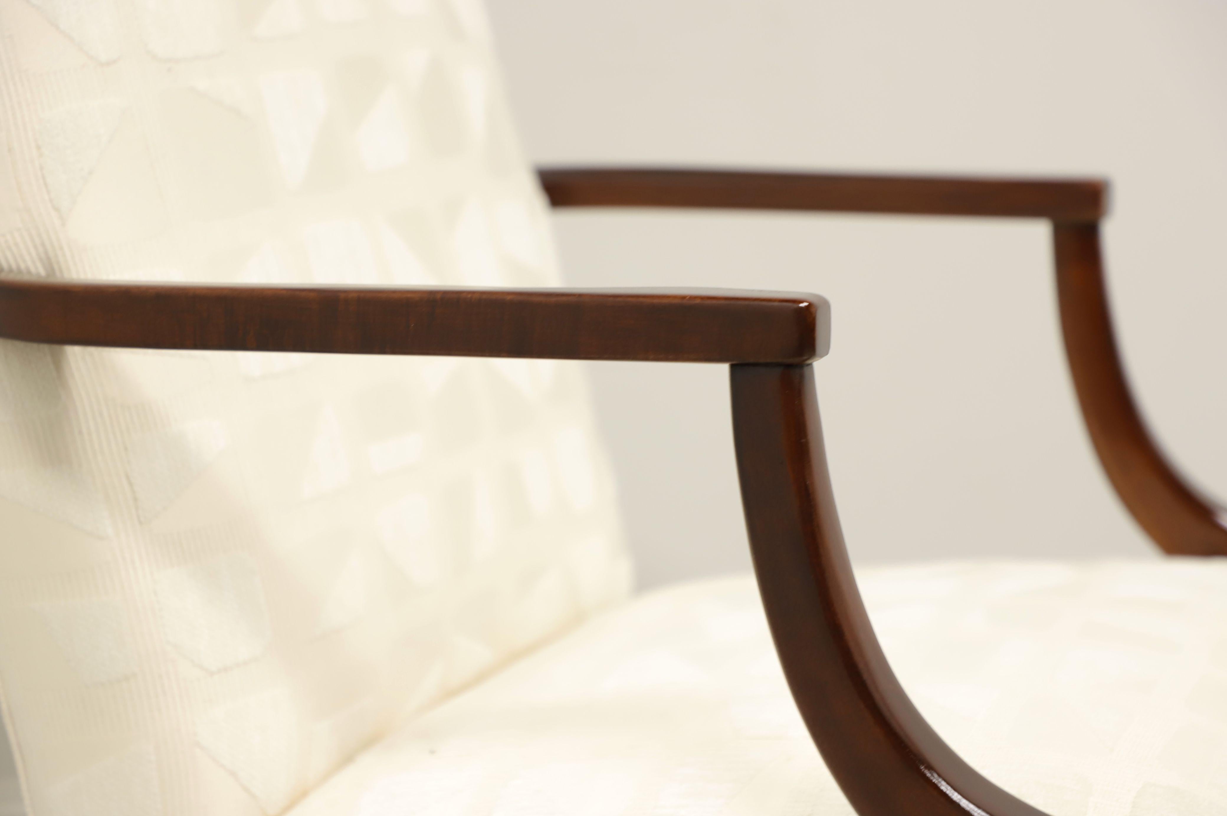 American Vintage Mahogany Frame Chippendale Martha Washington Chair in Neutral Fabric