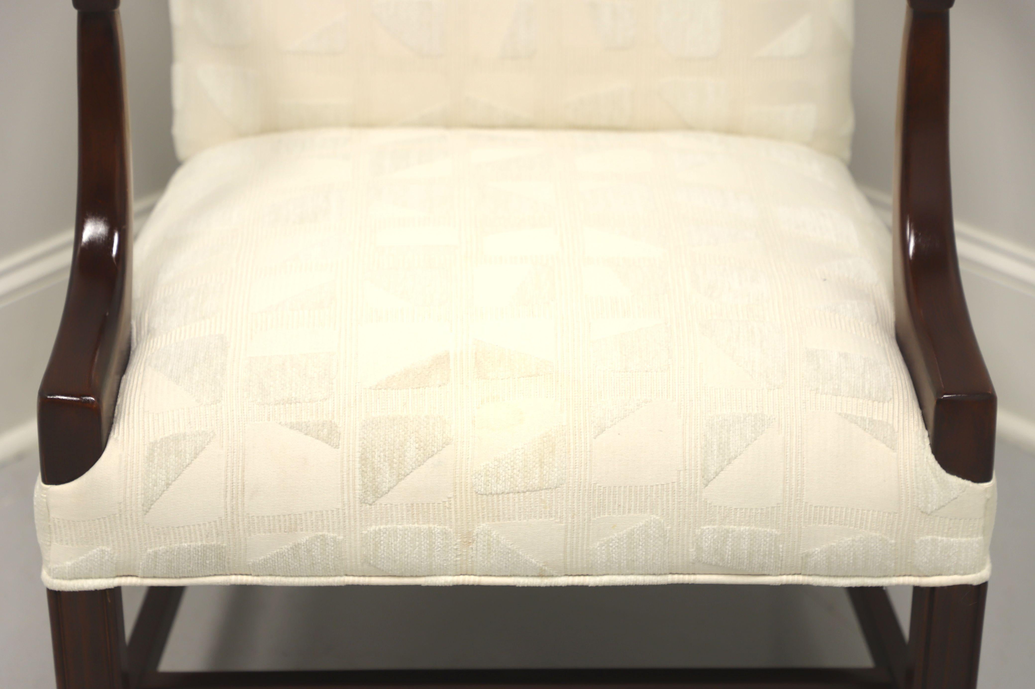 Vintage Mahogany Frame Chippendale Martha Washington Chair in Neutral Fabric In Good Condition In Charlotte, NC