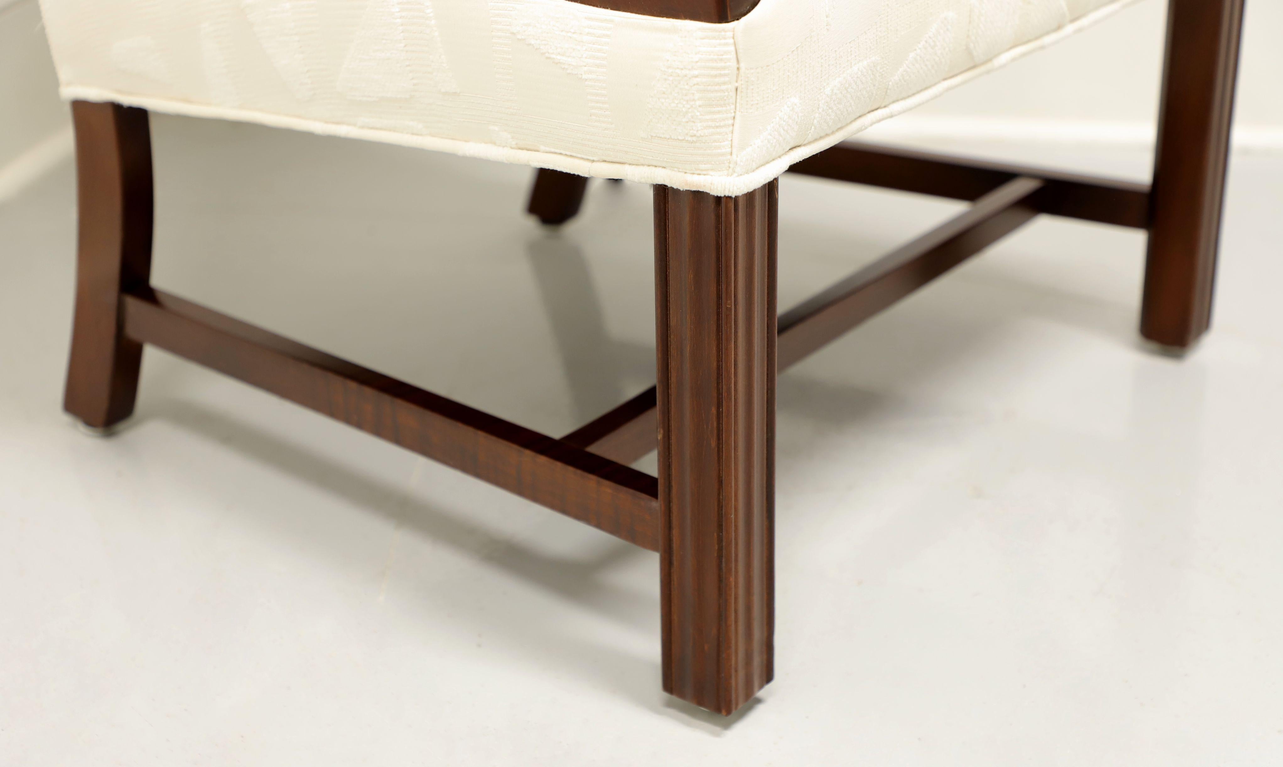 20th Century Vintage Mahogany Frame Chippendale Martha Washington Chair in Neutral Fabric
