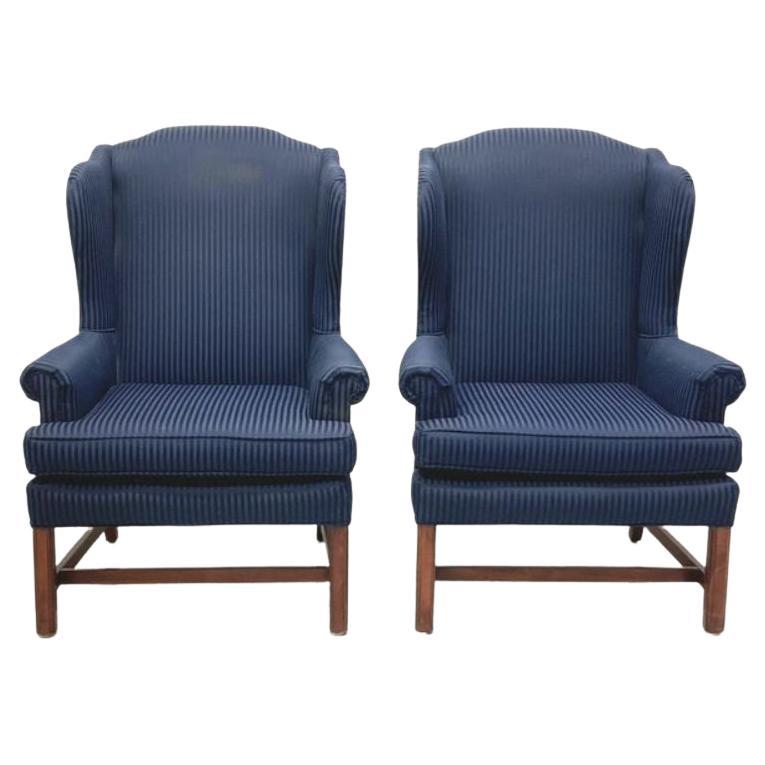 Regency Mahogany Barrel Back Wing Chair For Sale at 1stDibs