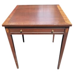 Vintage Mahogany Game Table with Parquetry and Banded Top