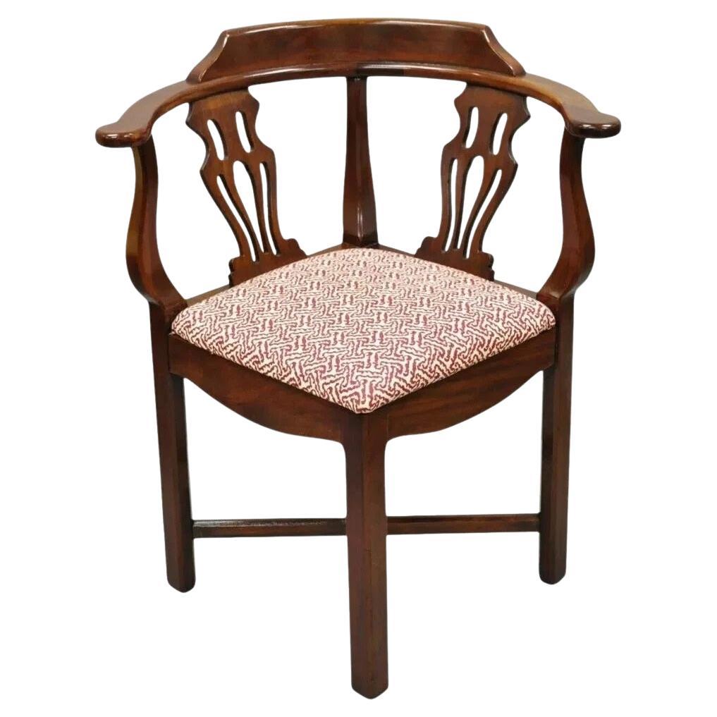 Vintage Mahogany Georgian Chippendale Style Corner Chair by Statesville Ross