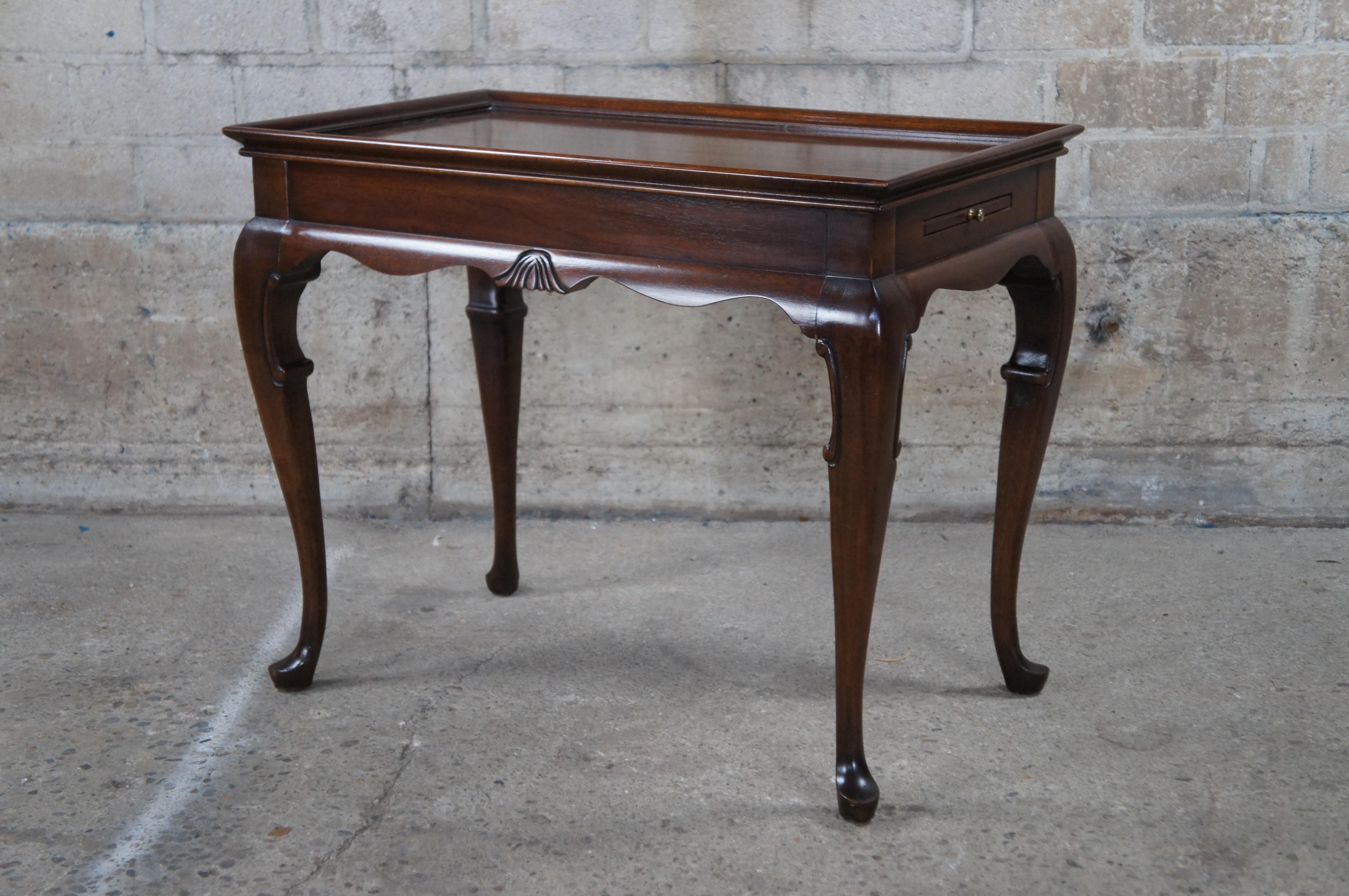 Table d'appoint de style Queen Anne géorgien vintage en acajou avec plateau coulissant en vente 6