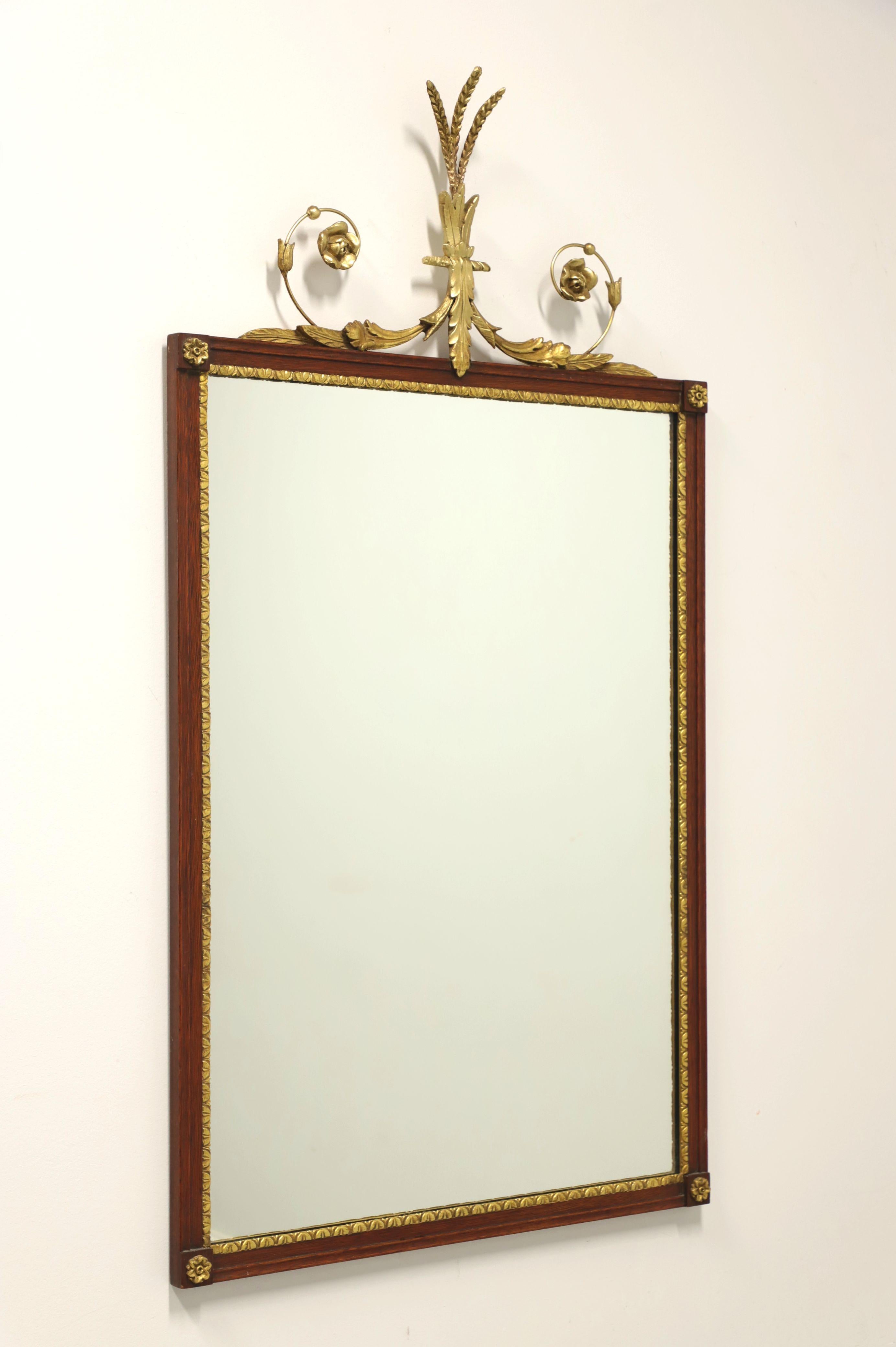 Miroir mural rectangulaire vintage de style néoclassique en acajou doré en vente 3