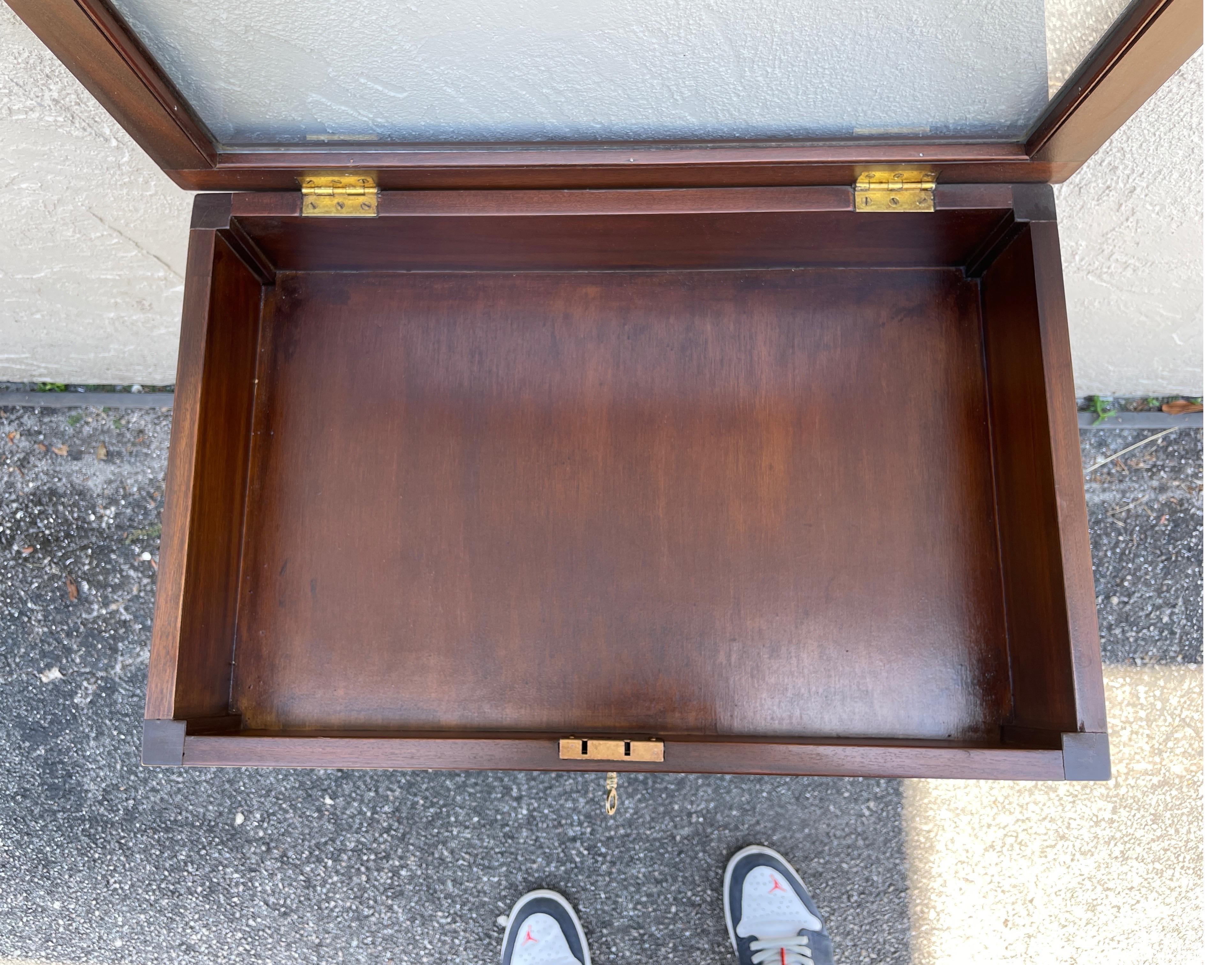 Vintage Mahogany Glass Top Display Table 4