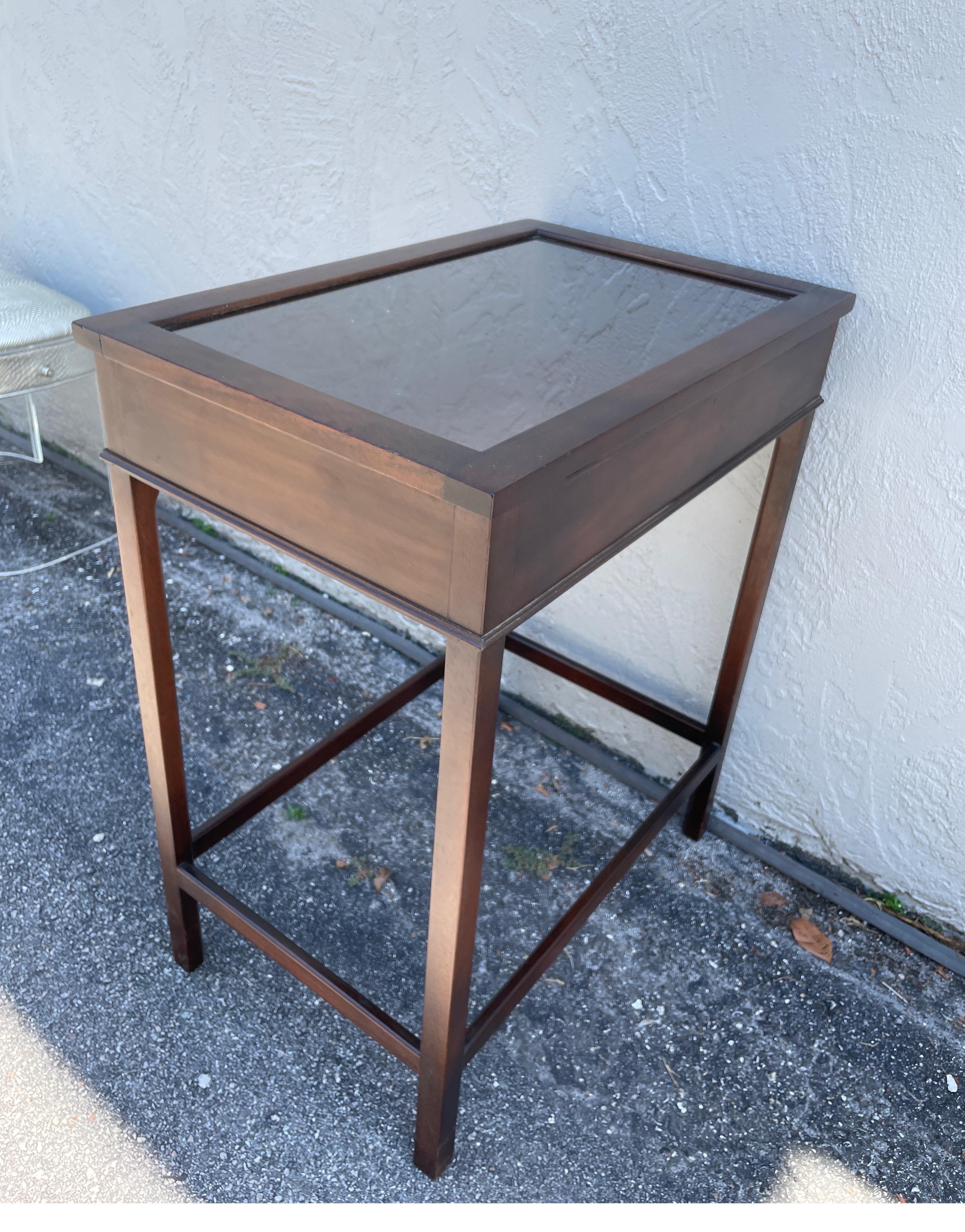 Vintage Mahogany Glass Top Display Table 6