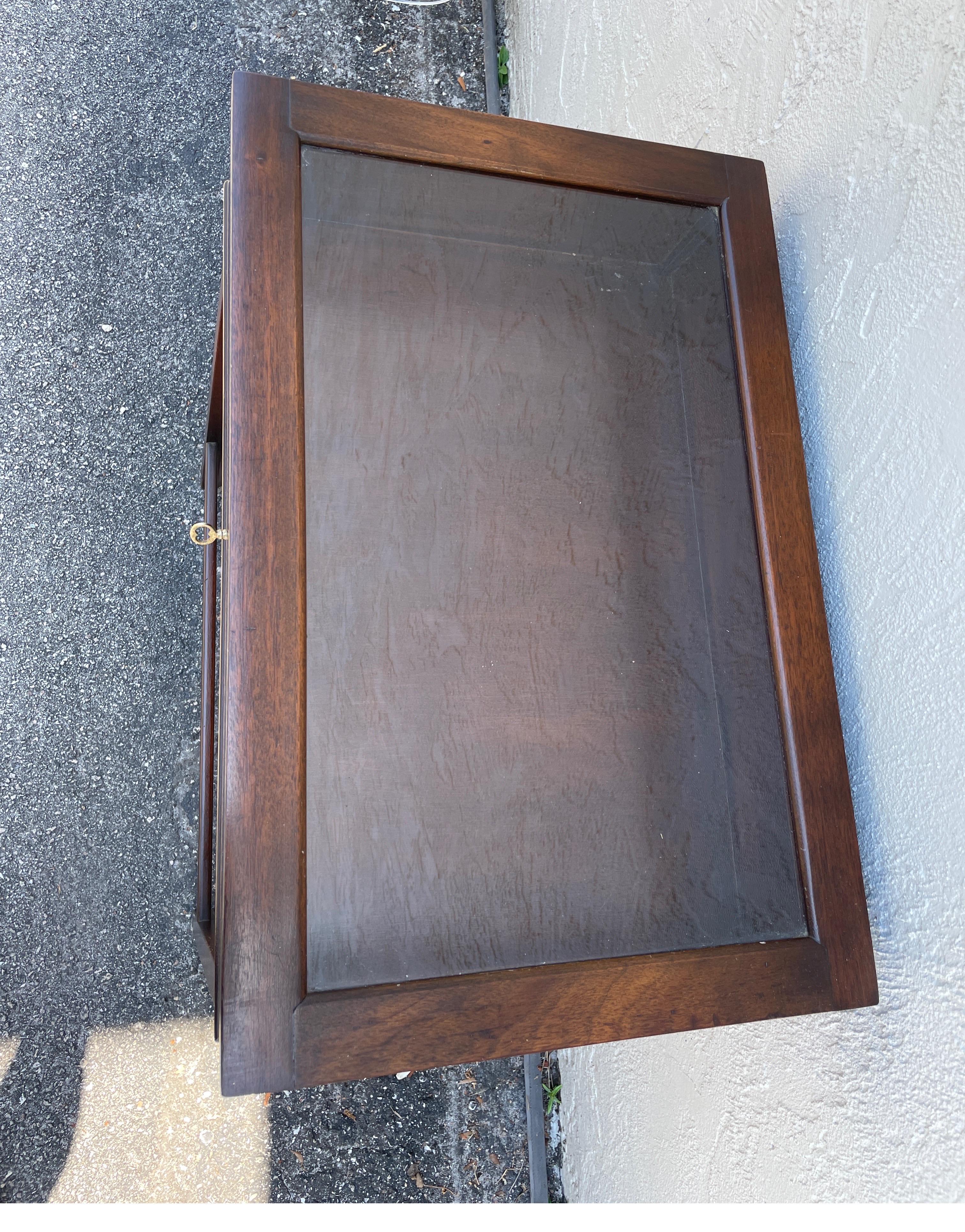 20th Century Vintage Mahogany Glass Top Display Table