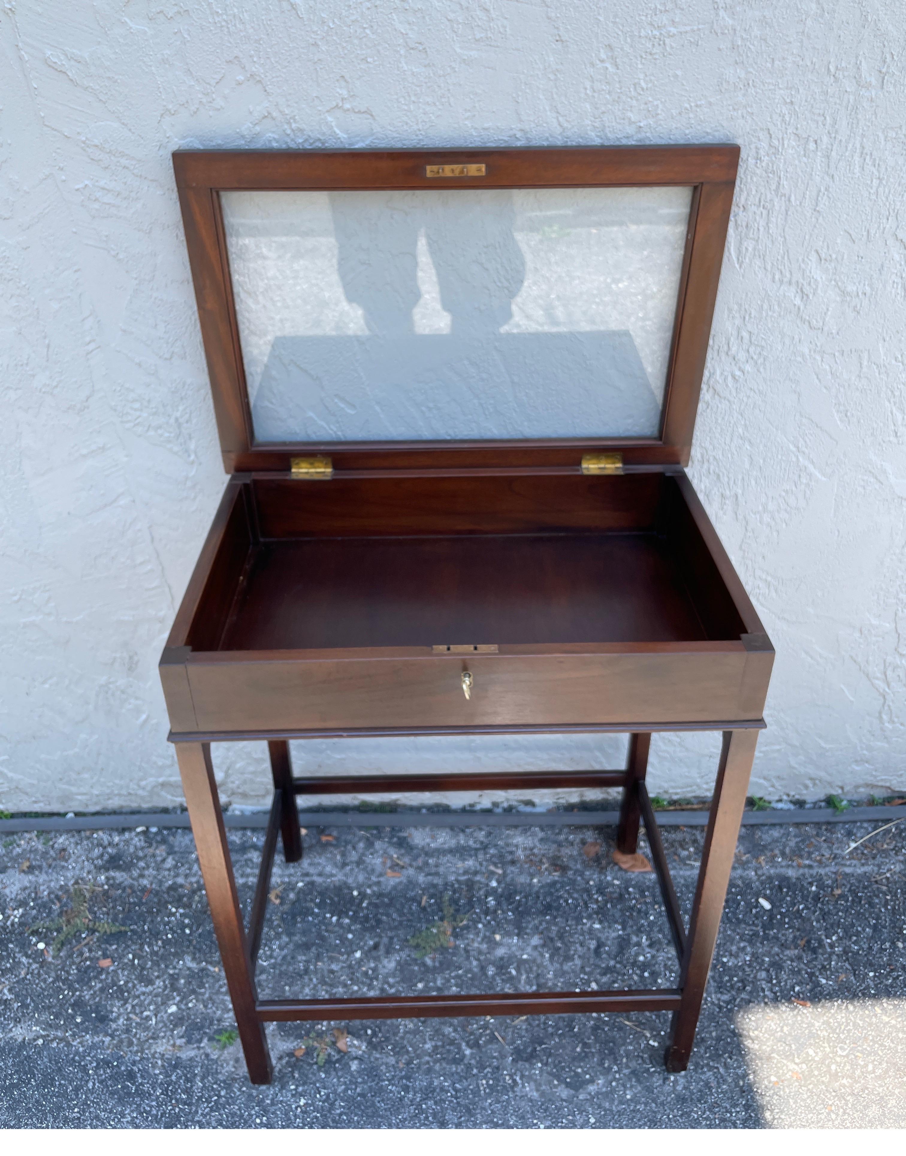 Vintage Mahogany Glass Top Display Table 2