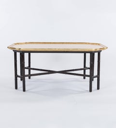 Vintage Mahogany Gold Leaf Cocktail Table with Bamboo-Style Legs, Regency-Style