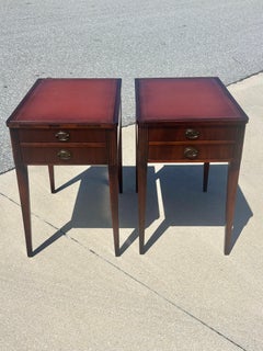 Vintage Mahogany Hepplewhite Style End Tables, a Pair