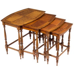 Vintage Mahogany and Inlaid Nest of 4 Tables