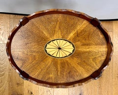 Vintage Mahogany inlay Scalloped Oval Accent Side End Table