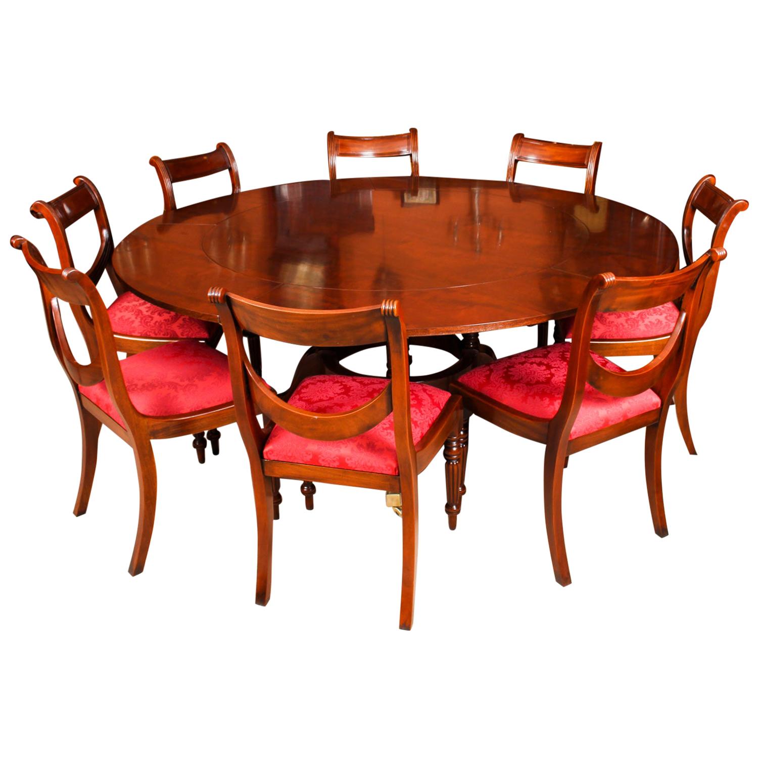 Vintage Mahogany Jupe Dining Table, Leaf Cabinet and 8 Chairs, Mid-20th ...