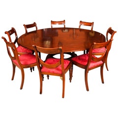 Vintage Mahogany Jupe Dining Table, Leaf Cabinet and 8 Chairs, Mid-20th Century