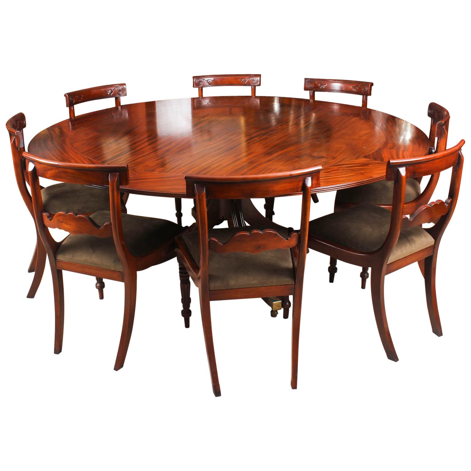 Vintage Mahogany Jupe Dining Table, Leaf Cabinet and Eight Chairs